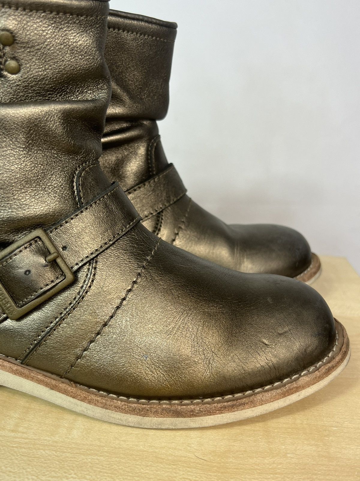 Dirk Bikkembergs Dirk Bikkembergs Crumpled Gold Engineered Boots Size US 5 / EU 37 - 11 Thumbnail