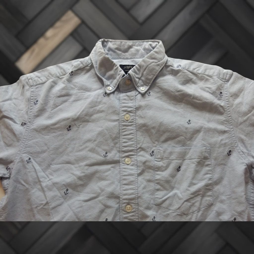J.Crew J.CREW Shirt Button-Up Men Short Sleeve Size S Oxford Anchors Blue Cotton Size US S / EU 44-46 / 1 - 1 Thumbnail