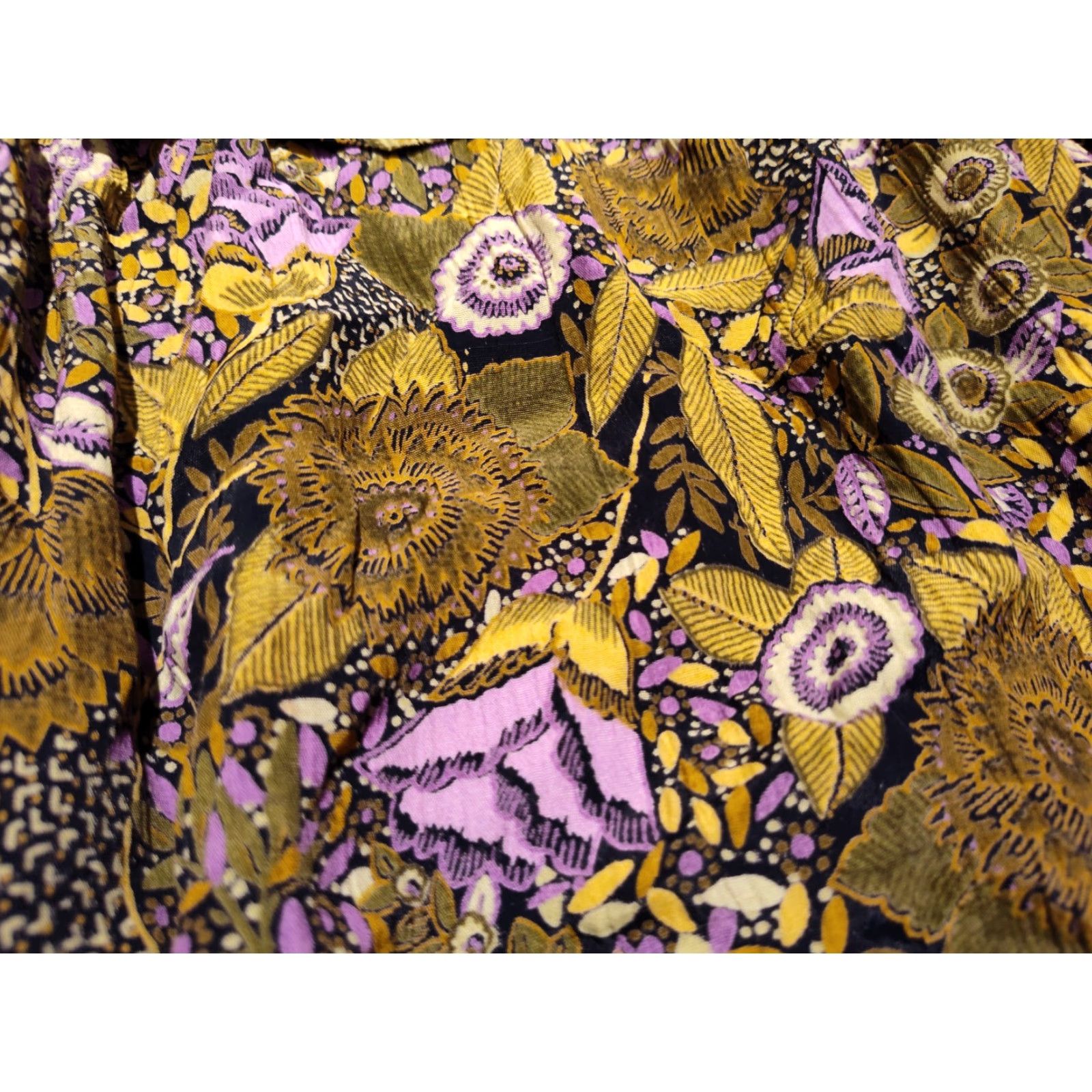 Vintage VINTAGE Paman Women's Tiered Skirt Made in Italy Size 44 Floral Gold Pink Summer Long Casual Size 30" / US 8 / IT 44 - 2 Thumbnail