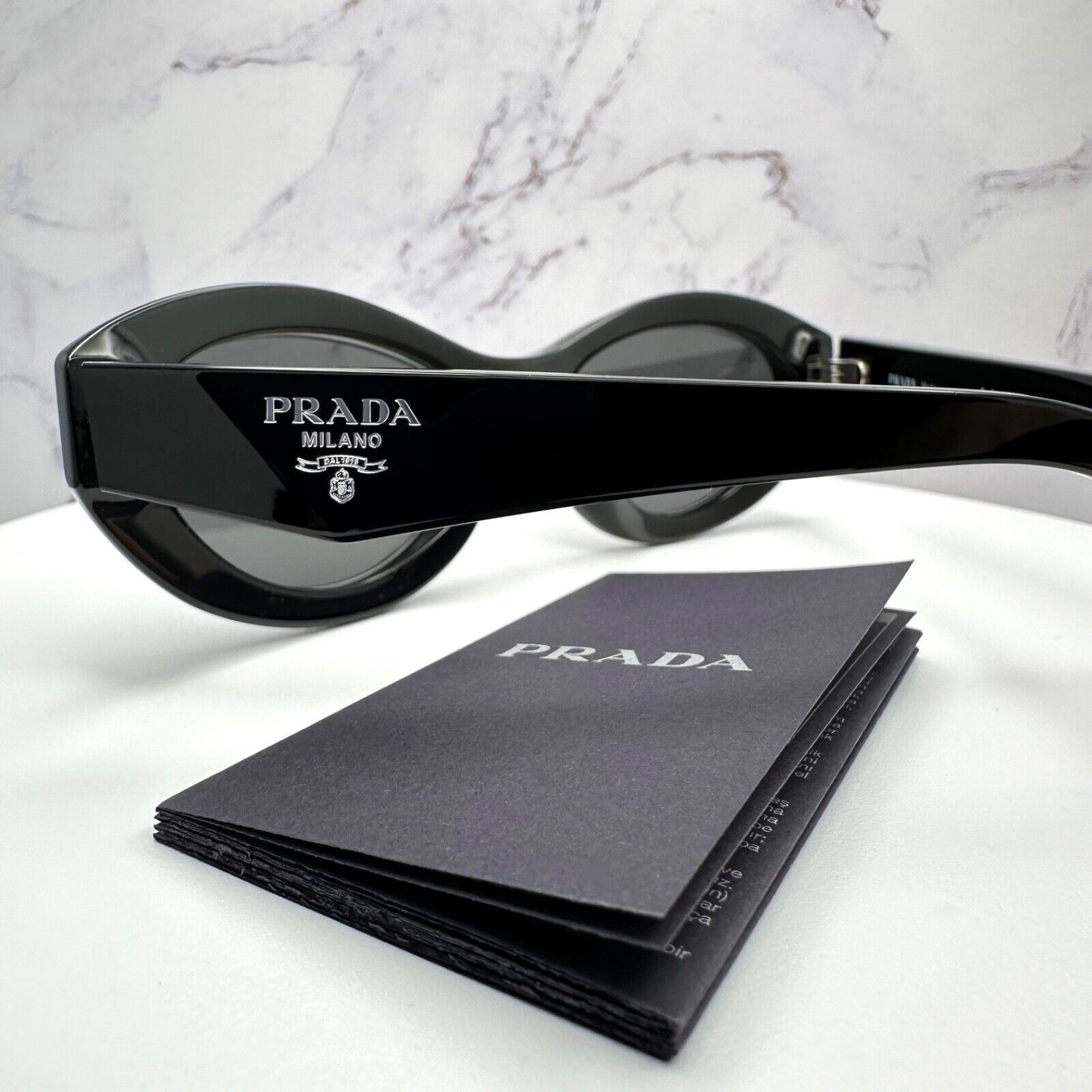 Prada New Prada Sunglasses Black Acetate Symbole Logo Slim Size ONE SIZE - 13 Thumbnail