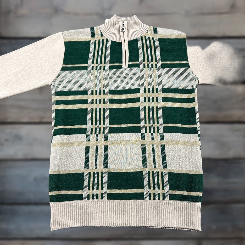 Vintage VINTAGE Red Ape Sweater Mens M Beige Green 1/4 Zip Pullover Skater Plaid Y2K Size US M / EU 48-50 / 2 - 1 Thumbnail