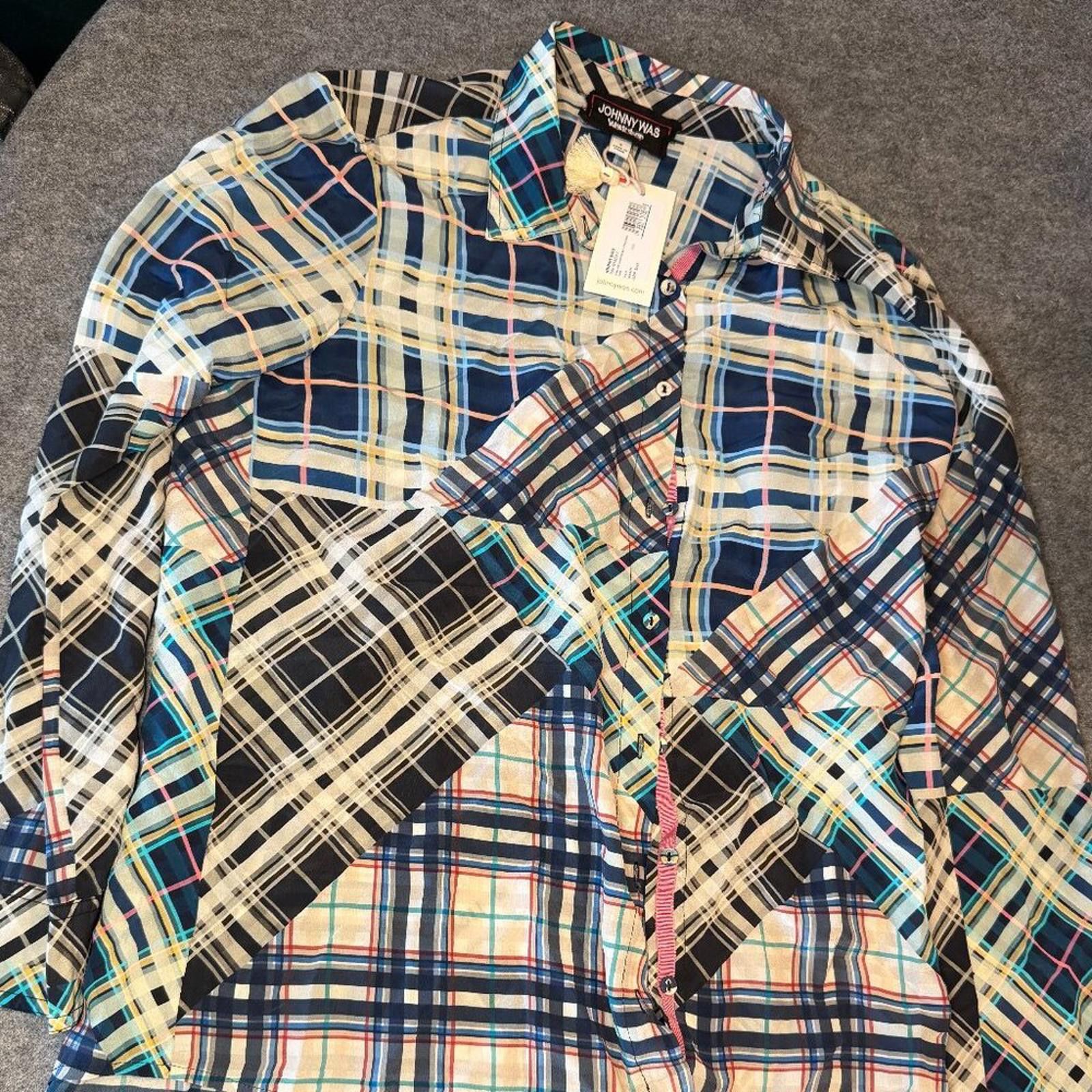 Other Johnny Was Idora Patchwork Button Down Shirt Silk NWT Boho Size S / US 4 / IT 40 - 2 Thumbnail