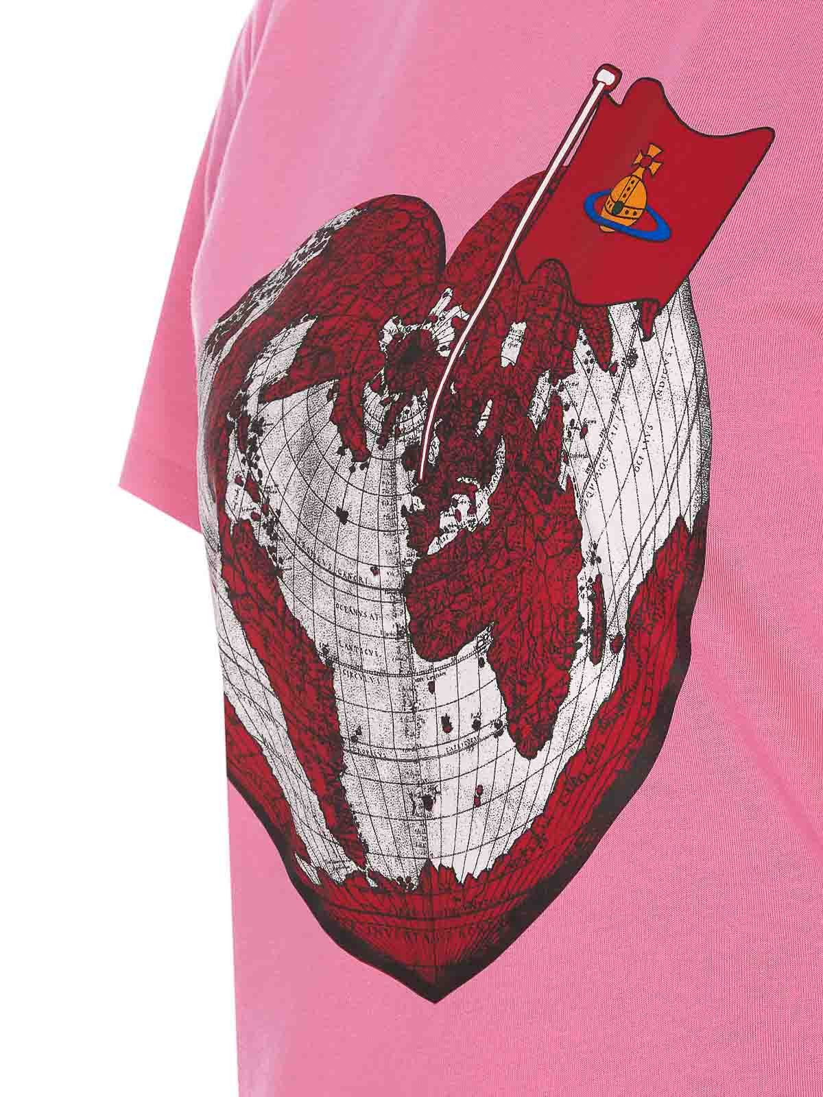 Vivienne Westwood o1f1d3z0426 Heart World T-Shirt in Pink Size XXS / US 00 / IT 34 - 3 Thumbnail