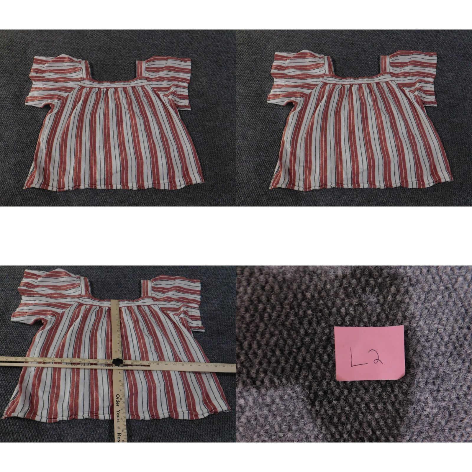 Loft LOFT Blouse Womens Large Red White Striped Puff Sleeve Linen Blend Top Size L / US 10 / IT 46 - 8 Thumbnail