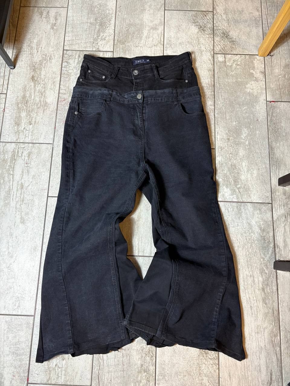 Japanese Brand Custom Black Baggy Distressed Jeans Painted Wide Leg Size US 31 - 5 Thumbnail
