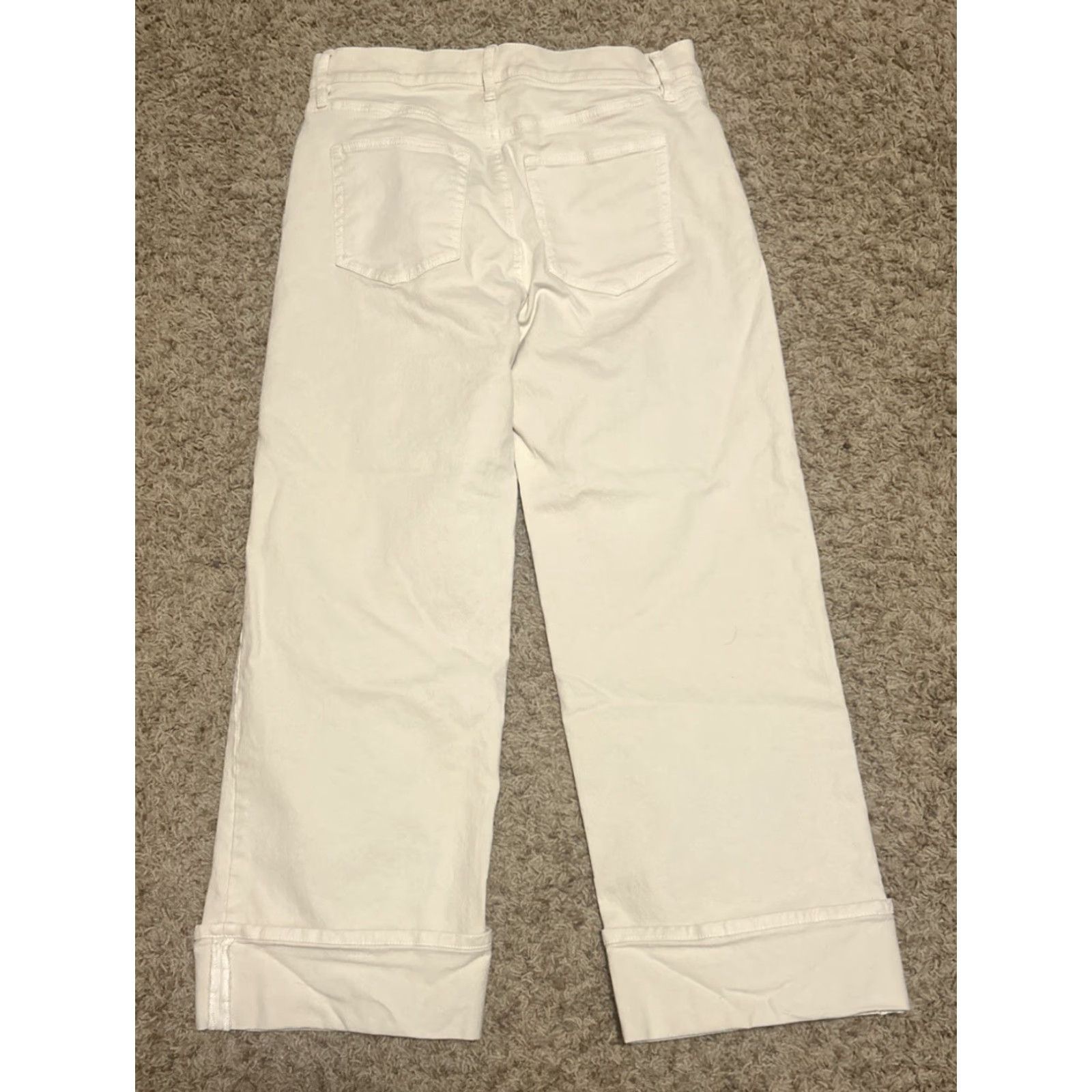 Loft LOFT Ivory Cropped Wide Leg Jeans 29-30" Waist 26" Inseam High Rise 11" Rise Stretch 5-Pocket Womens Size 6 Denim Pants Size 28" / US 6 / IT 42 - 3 Thumbnail