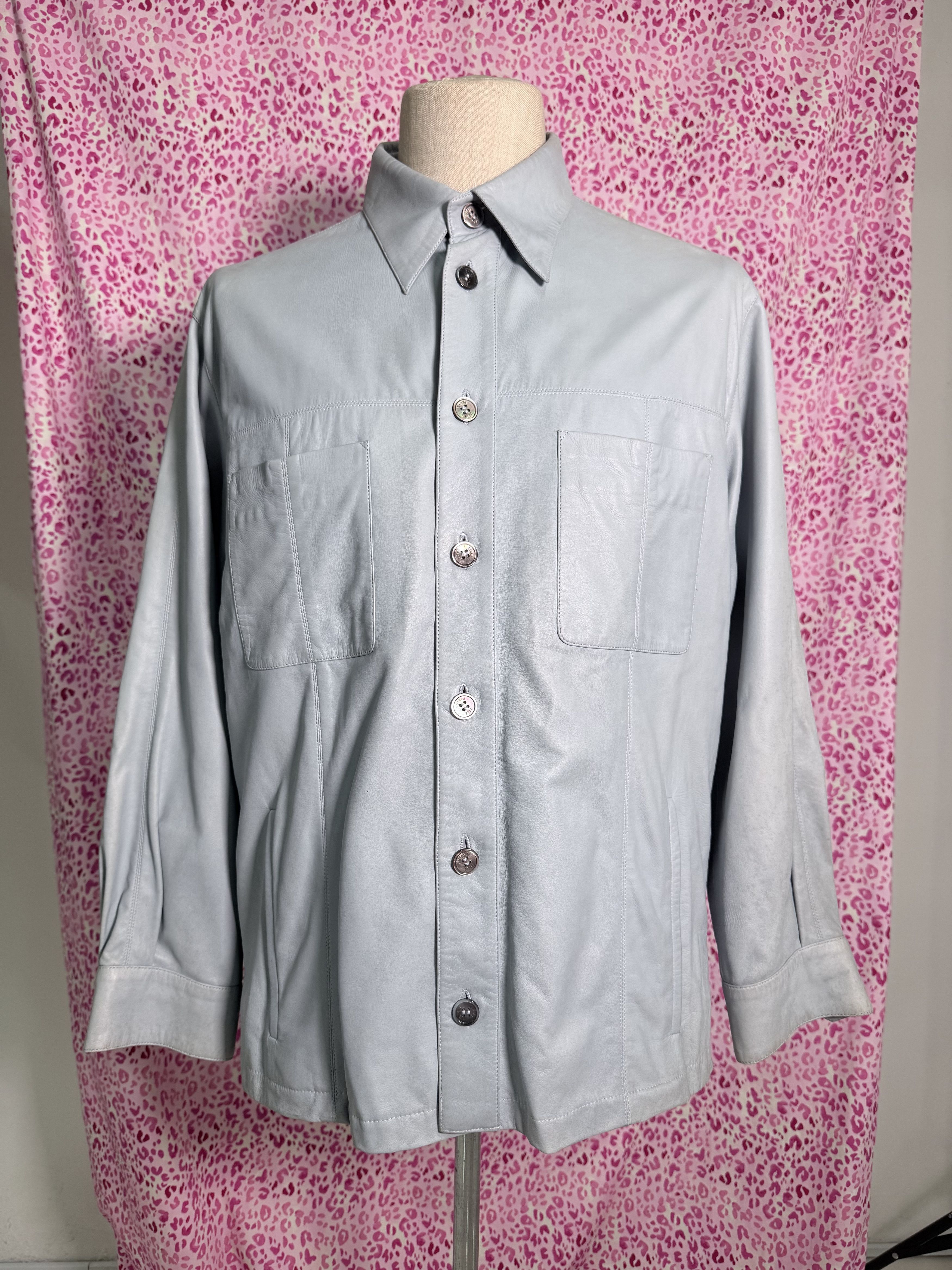Zilli Baby Blue Leather Jacket Size US M / EU 48-50 / 2 - 1 Thumbnail