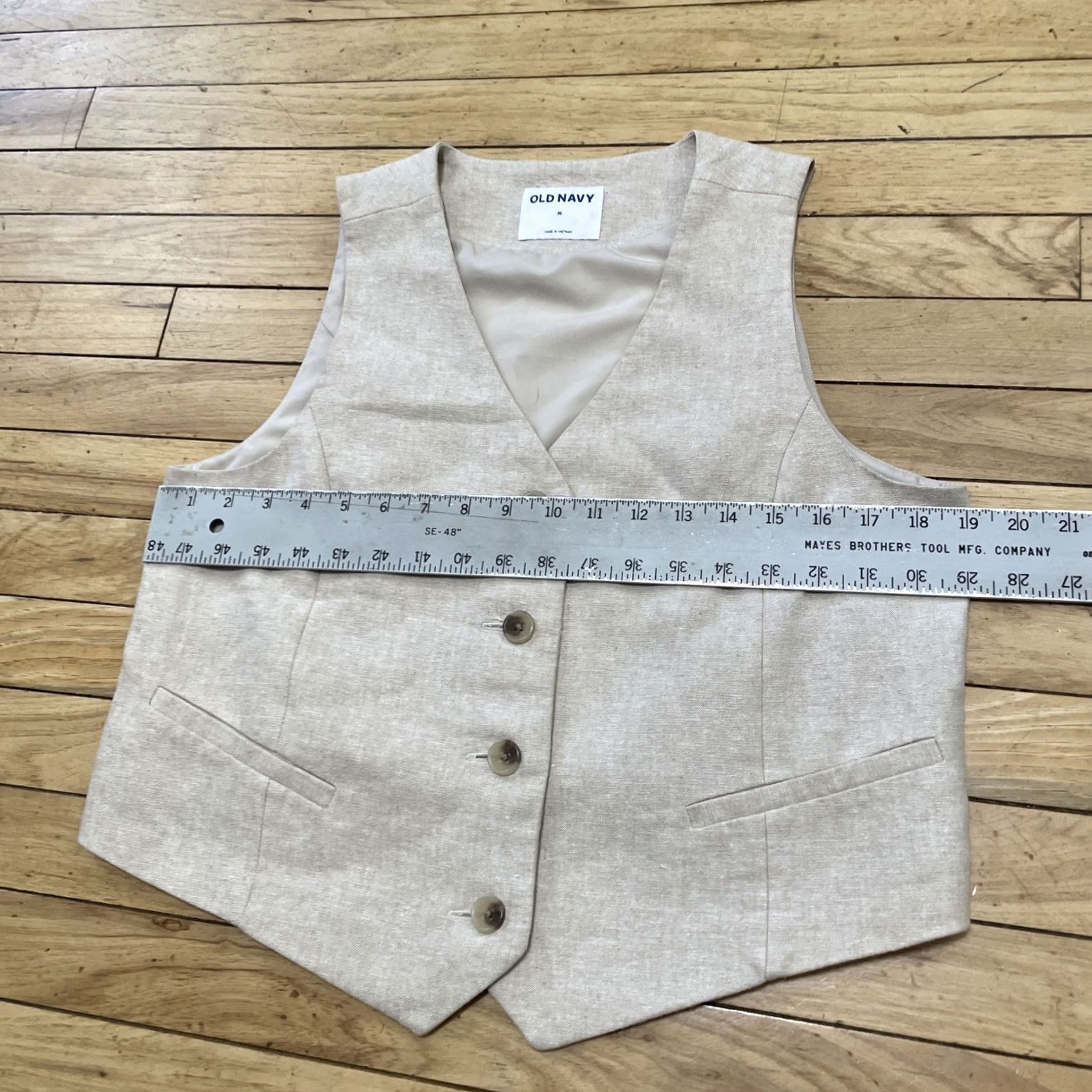 Old Navy Old Navy Vest Men's M Linen Suit Summer Coastal Preppy Light Academia Old Money Size 40R - 6 Thumbnail