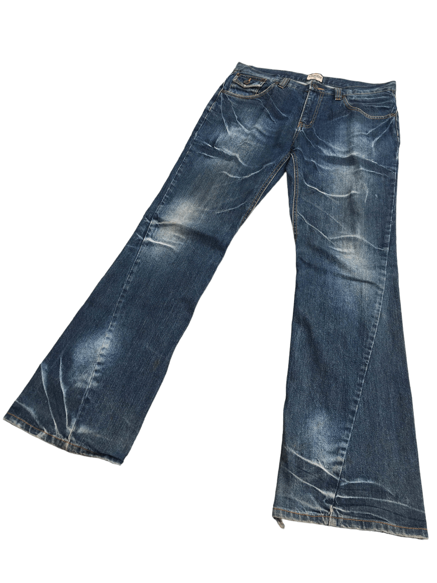 image of Vintage Flare Nylaus Embroidery Design Jeans in Denim, Men's (Size 34)