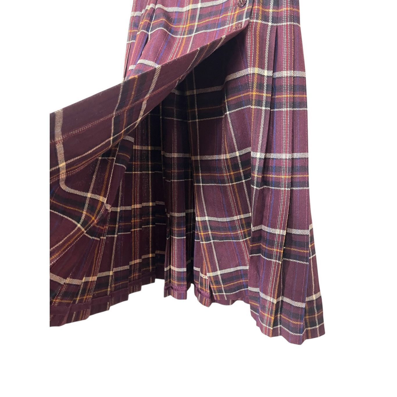 Jaeger Vintage Jaeger Wool Blend Pleated Plaid Tartan Midi Skirt Size 6 Maroon Size 28" / US 6 / IT 42 - 6 Thumbnail