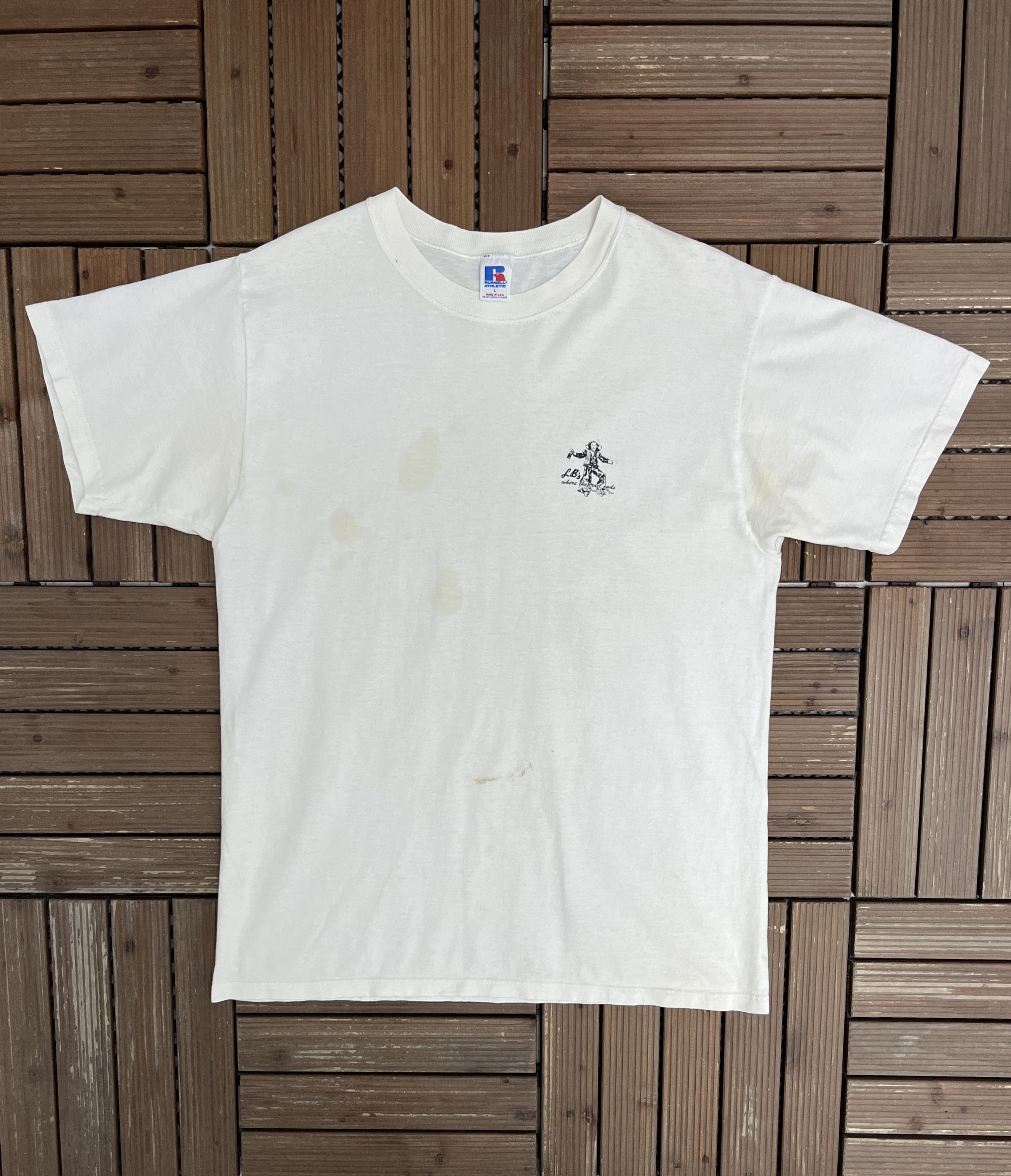 Russell Athletic × Vintage LB's Where The Trail Ends Vintage White T-Shirt Tee Size US L / EU 52-54 / 3 - 1 Thumbnail