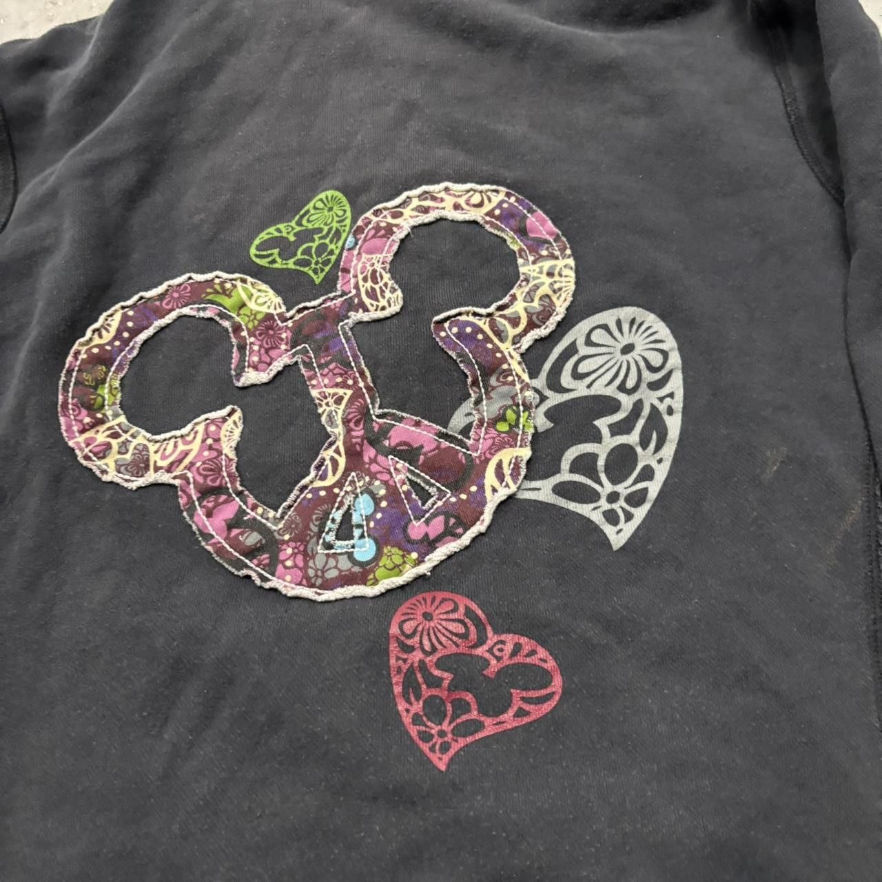 Disney × Vintage Crazy Vintage Y2K/2000s Disney Love Heart Patchwork Zip Up Hoodie! Size M / US 6-8 / IT 42-44 - 5 Thumbnail