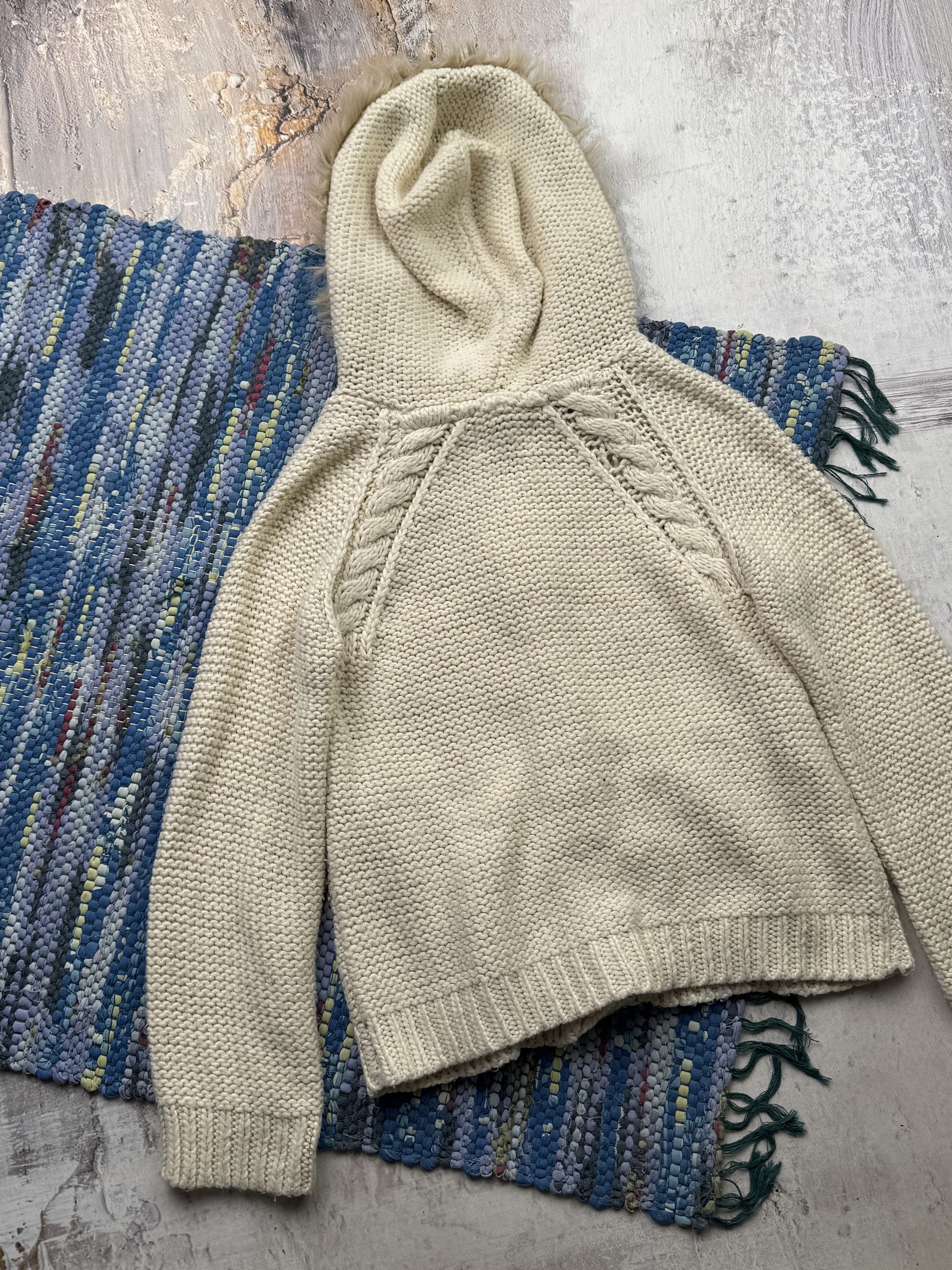 Japanese Brand Vintage Knitted Hoodie With Faux Fur Hood A74D159(310) Size XS / US 0-2 / IT 36-38 - 5 Thumbnail