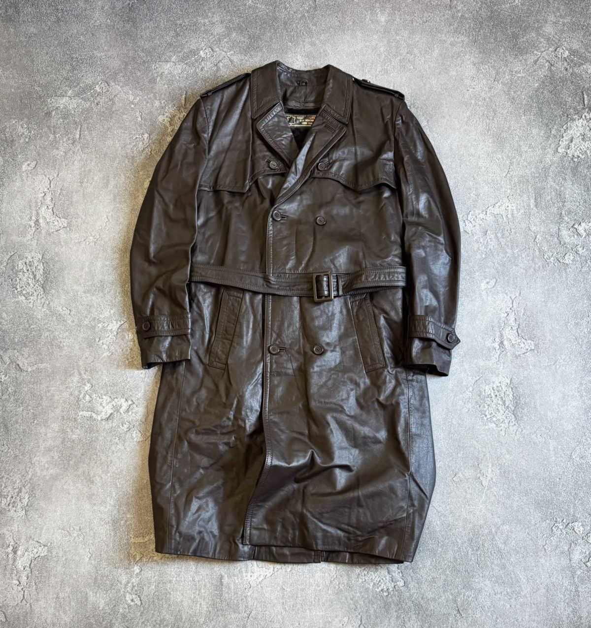 Genuine Leather Retro 52size vintage leather brown coat jacket + lining 90s Size US L / EU 52-54 / 3 - 1 Thumbnail