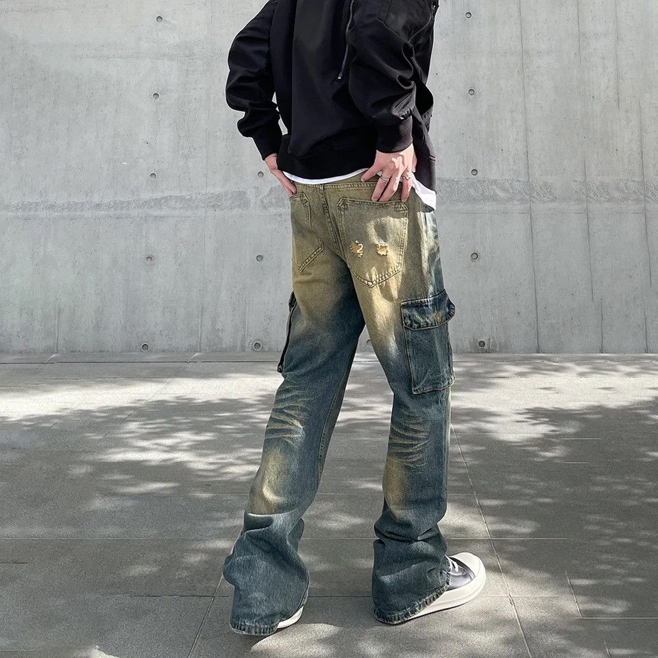 Japanese Brand × Vintage Cargo Jeans Men Autumn Y2k Baggy Streetwear Size US 27 - 3 Thumbnail