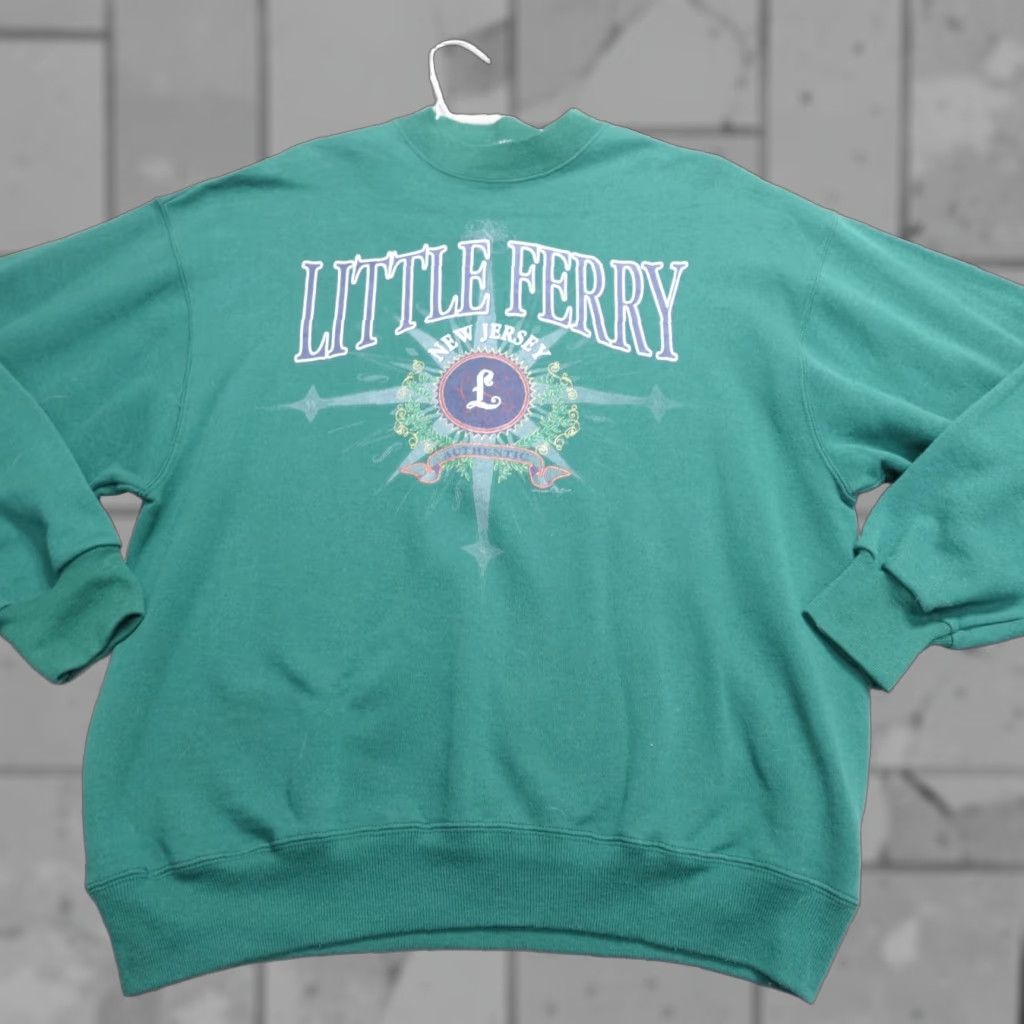 Vintage VINTAGE American Vintage Sweatshirt XL Green Men Pullover 50/50 Hanes Little Ferry 90s Size US XL / EU 56 / 4 - 1 Thumbnail