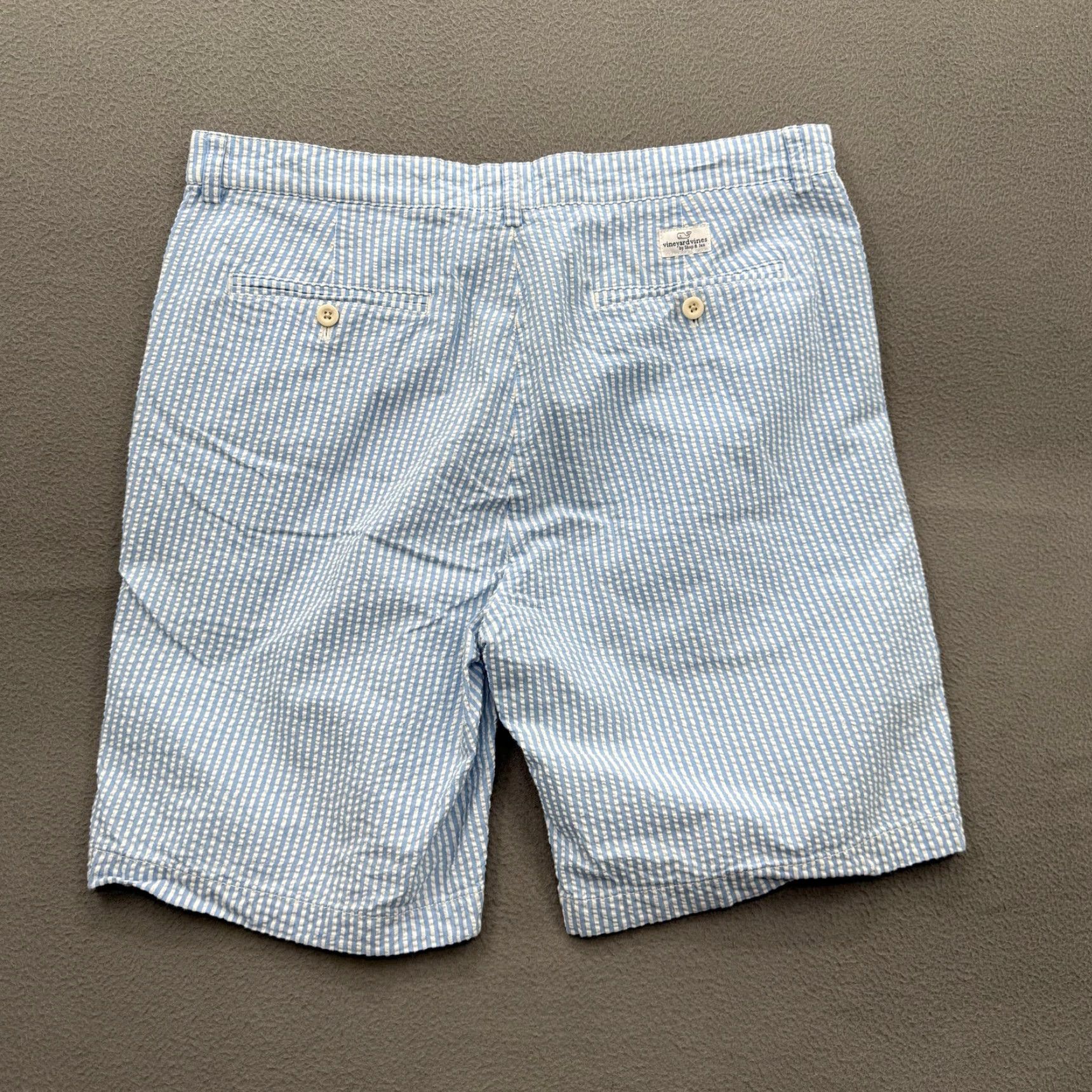 Vineyard Vines VINEYARD VINES Shorts Mens 36 Blue White Seersucker Club Short Cotton Summer Mens Size US 36 / EU 52 - 2 Thumbnail