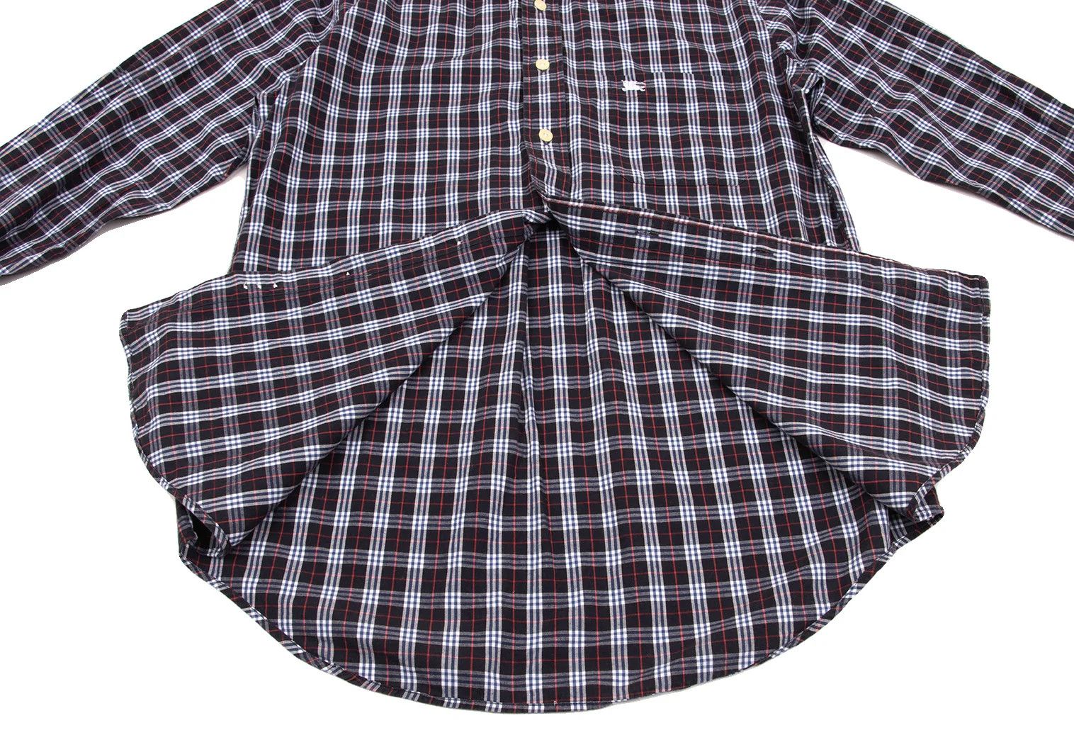 Burberry Point Embroidered Check Button-Down Shirt in Navy Size US S / EU 44-46 / 1 - 12 Thumbnail
