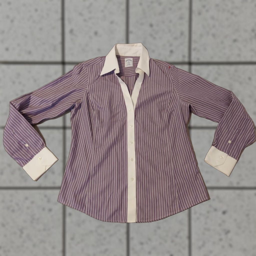 Brooks Brothers Womens Brooks Brothers Dress Shirt Blouse 10 Purple Cotton Shirt Womens Size 10 Purple Blouse Brooks Brothers Size L / US 10 / IT 46 - 1 Thumbnail