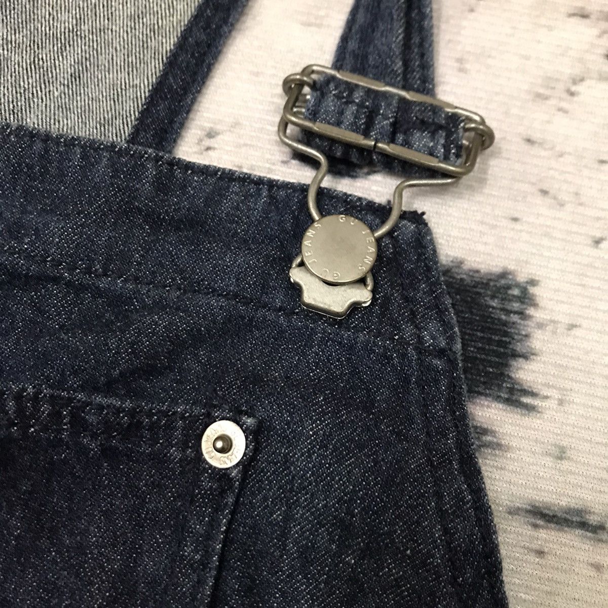 GU Gu Distressed Design Dark Blue Overalls Jeans Suspender Size US 44 / EU 60 - 6 Thumbnail
