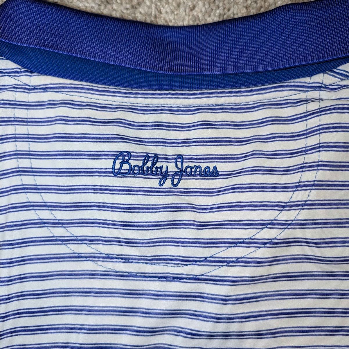 Bobby Jones Bobby Jones Golf Shirt Large Blue White Stripe 2017 US Open Size L / US 10 / IT 46 - 6 Thumbnail