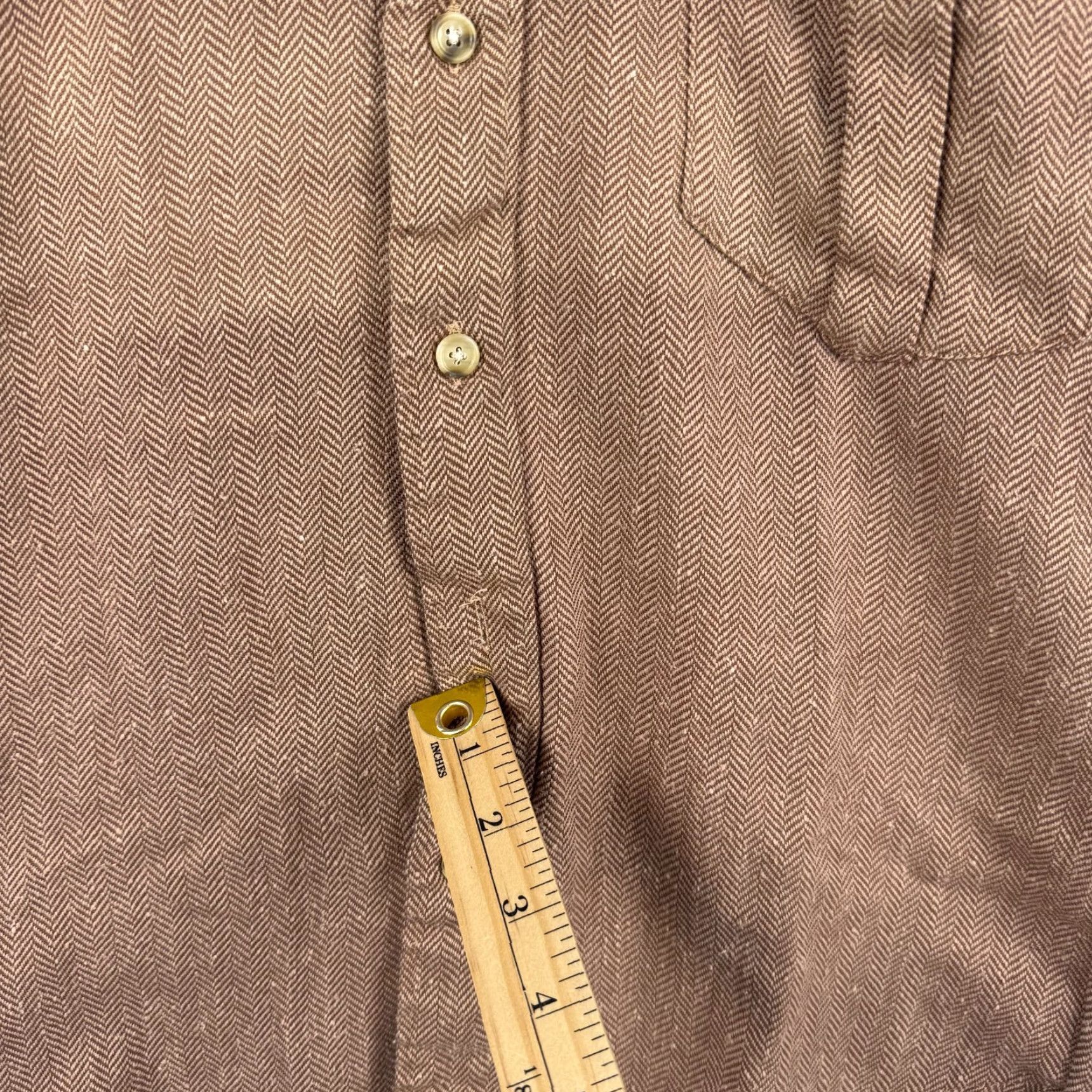 Sears VINTAGE Sears Mens Small Brown Herringbone Long Sleeve Button-Front Shirt 1970s Rockabilly Size US S / EU 44-46 / 1 - 5 Thumbnail