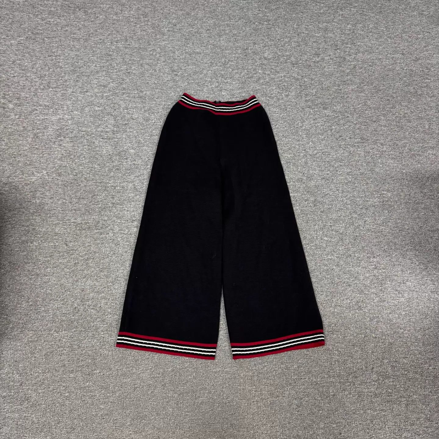 Gucci Gucci Black Wool-Knit Wide Leg Red/White Web Trim XS 99 Size 25" / US 0 / IT 36 - 1 Thumbnail