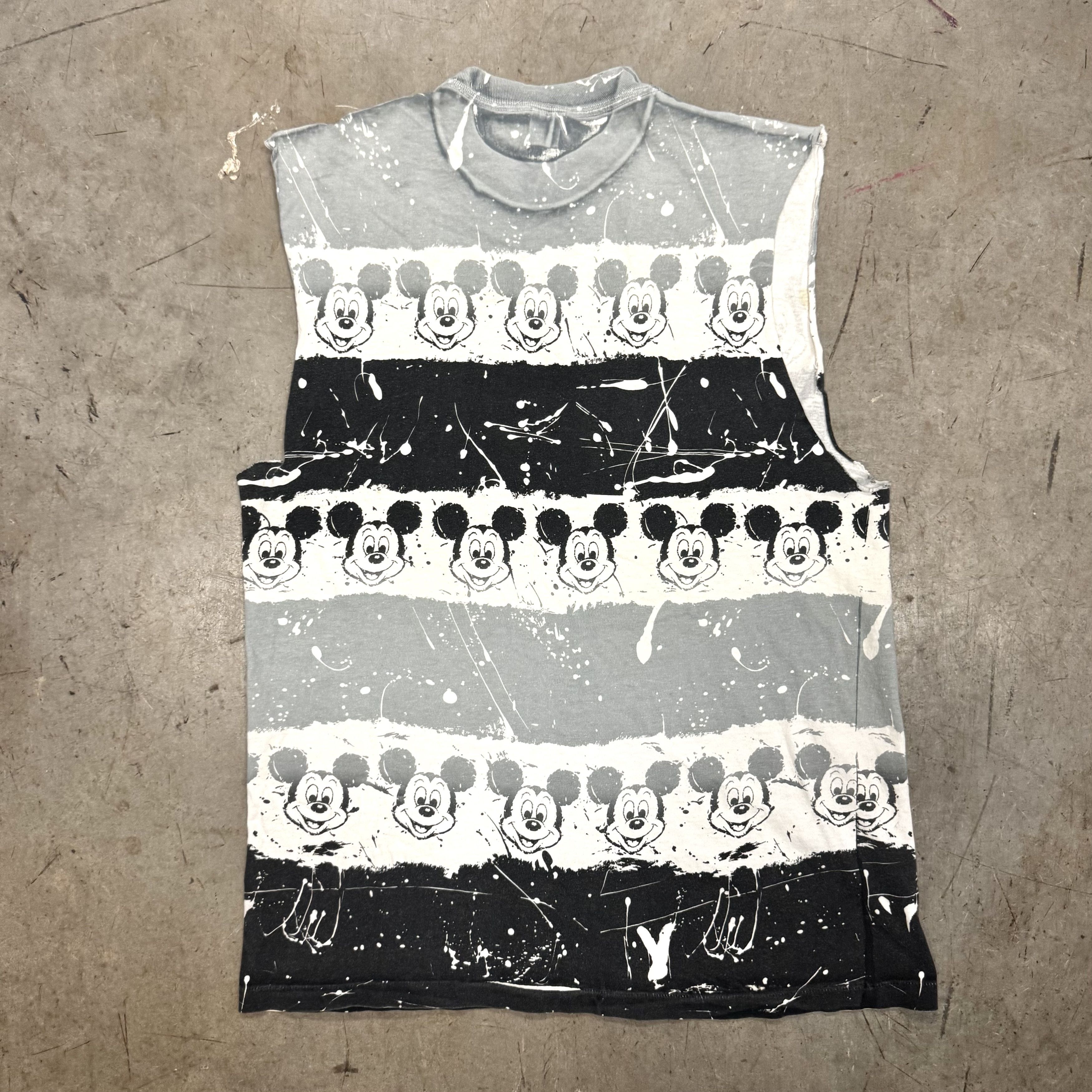 Disney × Mickey Mouse × Vintage VTG 90s Mickey Mouse AOP Graphic Cut Off T Shirt Size US XL / EU 56 / 4 - 2 Thumbnail