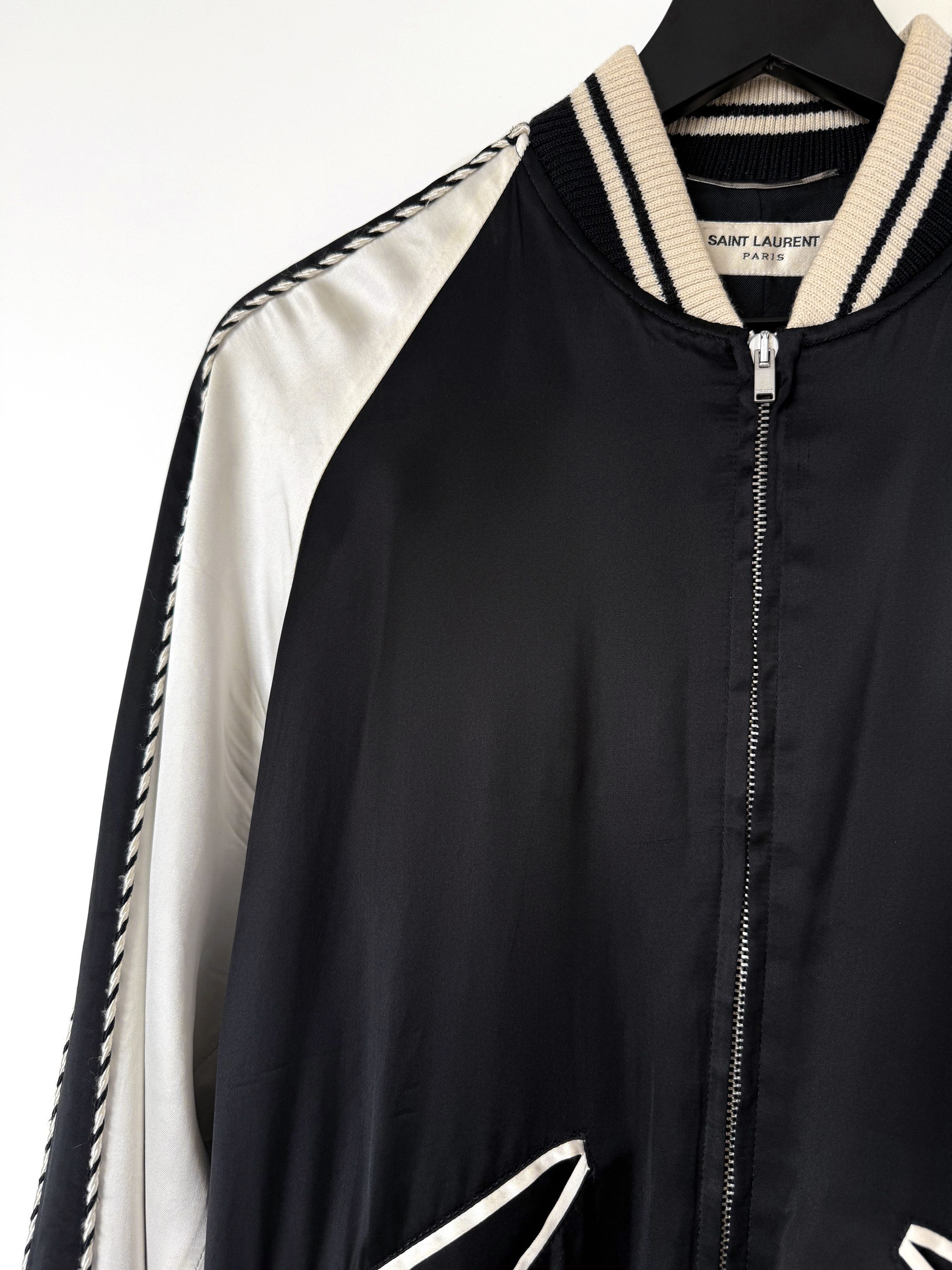 Hedi Slimane × Saint Laurent Paris 2013 Satin Teddy Souvenir Bomber Jacket Size US S / EU 44-46 / 1 - 6 Thumbnail