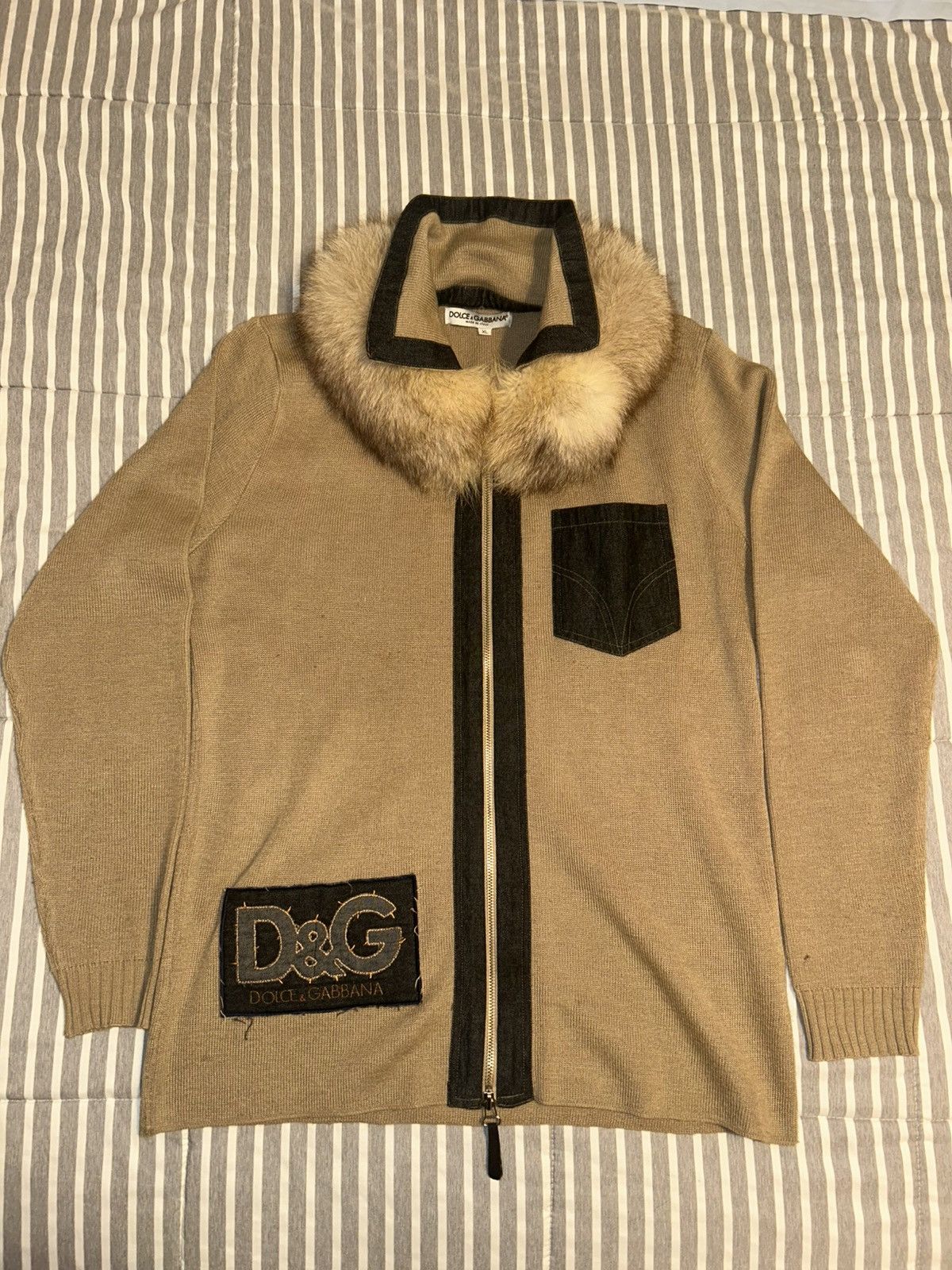 Dolce & Gabbana Dolce & Gabbana Beige Cardigan Size US XL / EU 56 / 4 - 2 Thumbnail