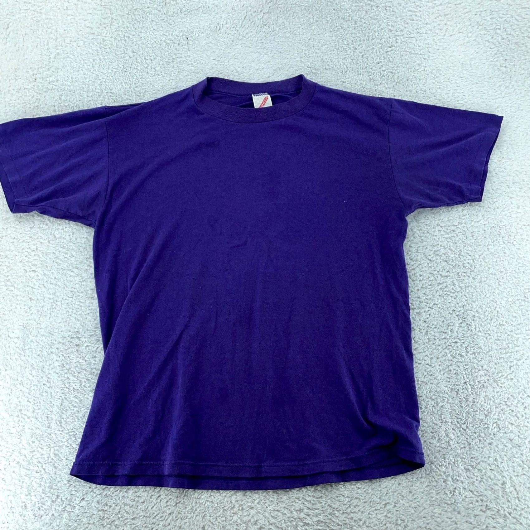 Jerzees VINTAGE Jerzees T-Shirt Mens Regular Short Sleeve Purple Solid USA M Cotton Polyester Crew Neck Size US M / EU 48-50 / 2 - 3 Thumbnail