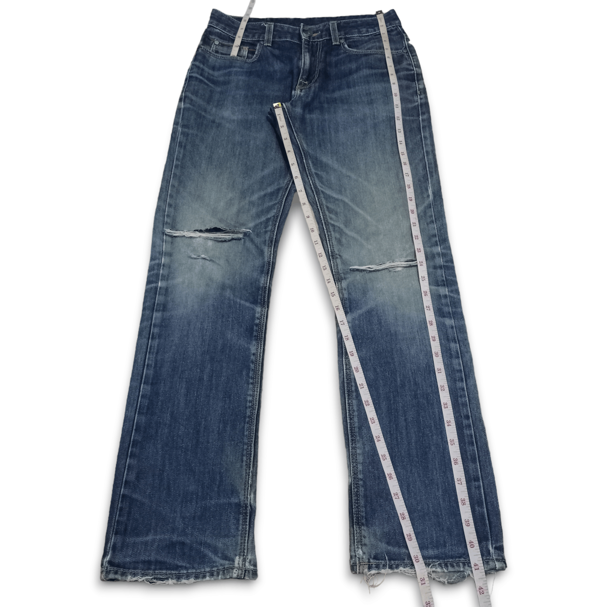 Puma Vintage Puma Blue Wash Rip Destroyed Style Jeans 29x31 Size US 29 - 13 Thumbnail