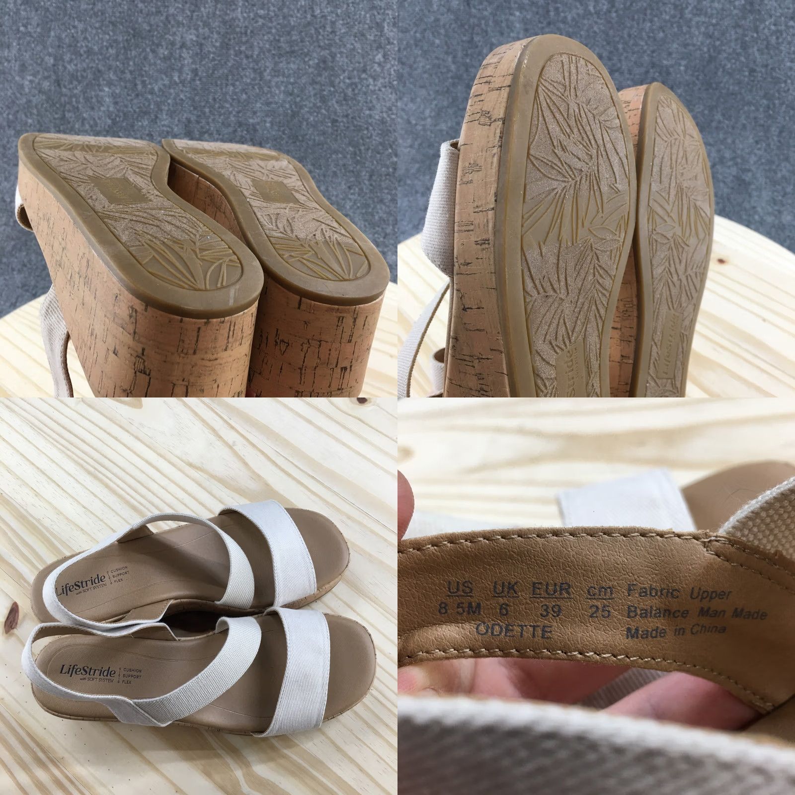 Vintage Lifestride Sandals Womens 8.5M Slingback Beige Slip On Open Toe Wedge Heels Size US 9 / IT 39 - 9 Thumbnail