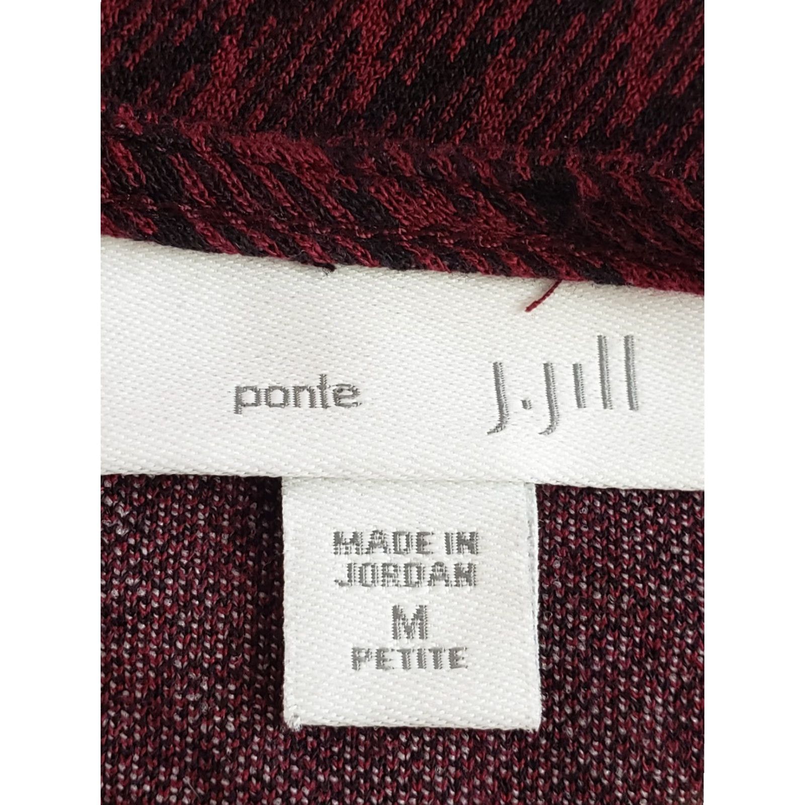 J. Jill J.Jill Ponte Shift Dress Petite Medium Maroon Argyle Print 3/4 Sleeve Stretch Size M / US 6-8 / IT 42-44 - 4 Thumbnail