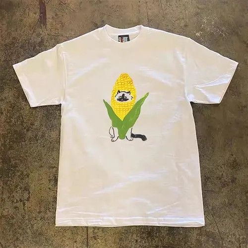 VIBE White casual retro corn print cotton t-shirt Size US M / EU 48-50 / 2 - 7 Thumbnail