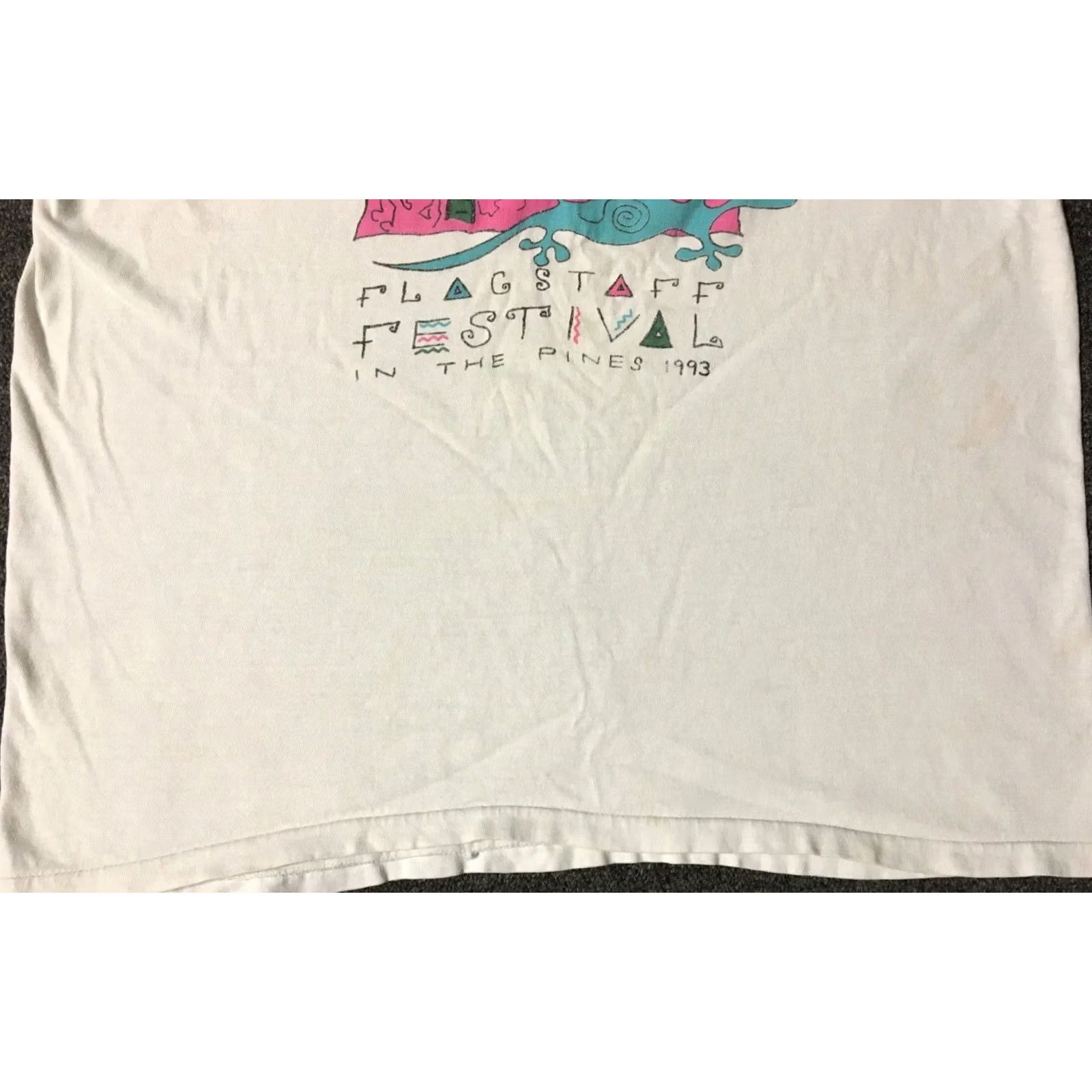 Vintage VINTAGE 90s Flagstaff Abstract Art Shirt S White Grunge Sun Palm Trees Beach Arizona USA United States Single Stitch Men T-Shirt Short Sleeve Size US S / EU 44-46 / 1 - 4 Thumbnail