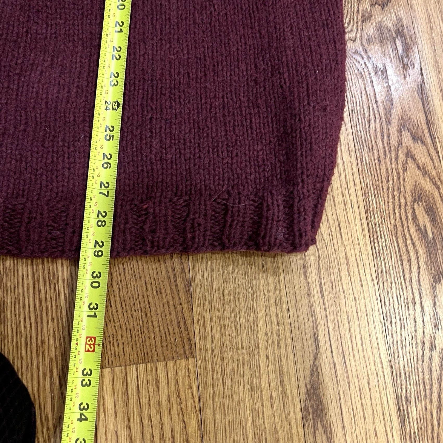 Vintage Unisex 2XL Knitted Sweater Crew Neck Long Sleeve Chunky Knit Fall Winter Casual Travel Cafe Style Maroon Ivory Size XXL / US 16-18 / IT 52-54 - 4 Thumbnail