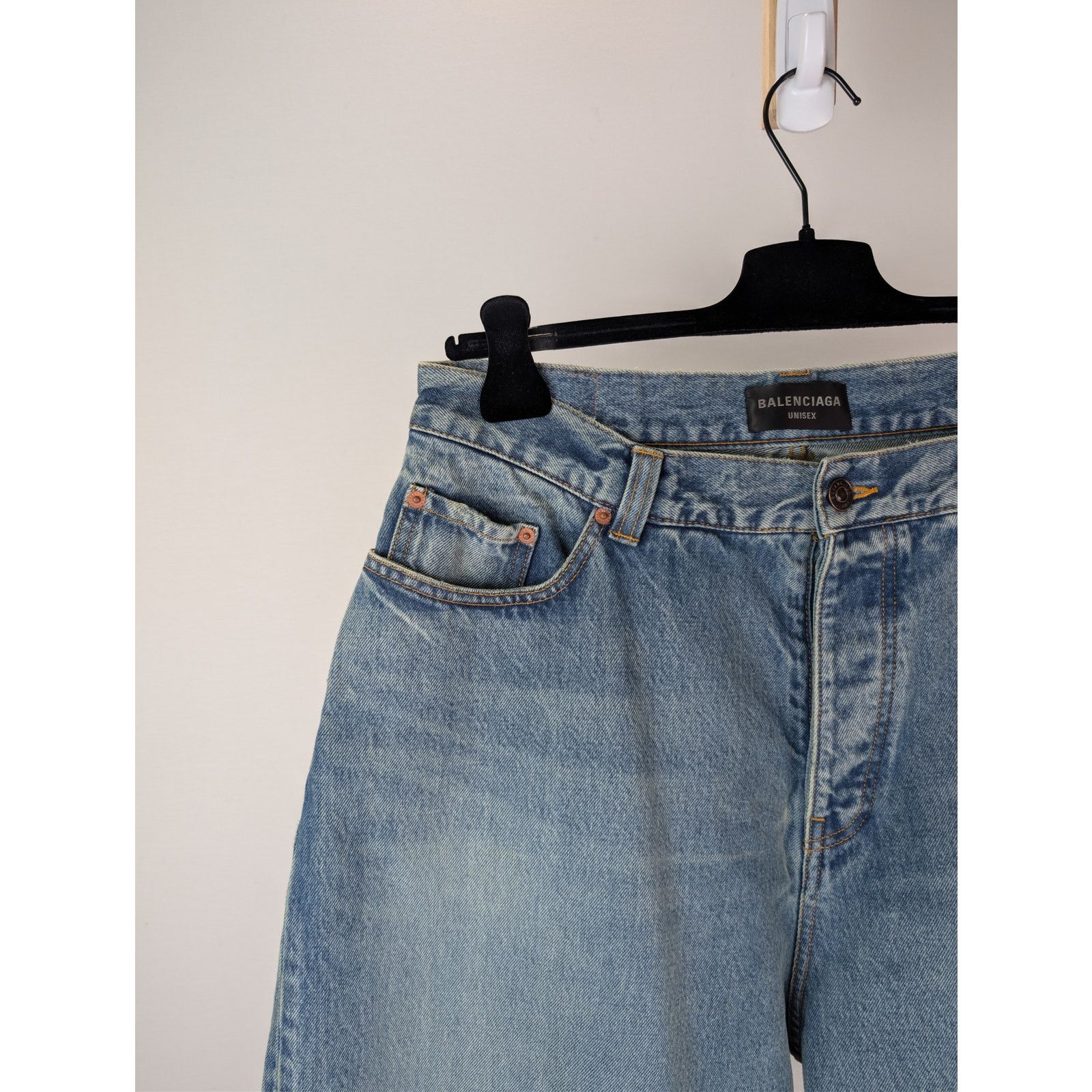 Balenciaga o1rshd1 Organic Blue Japanese Large Baggy Denim Jeans Blue Size US 30 / EU 46 - 6 Thumbnail