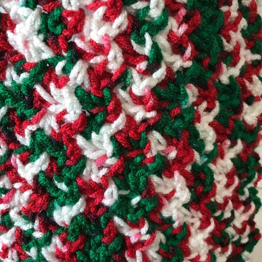 Handmade Christmas Theme Handmade Crocheted Scarf 52" Size ONE SIZE - 3 Thumbnail