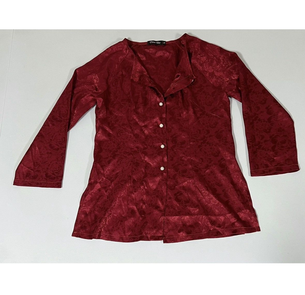 I.AM.GIA Red Victorian Floral Satin Cardigan Shirt Top Blouse Size S♥️ Size S / US 4 / IT 40 - 1 Thumbnail