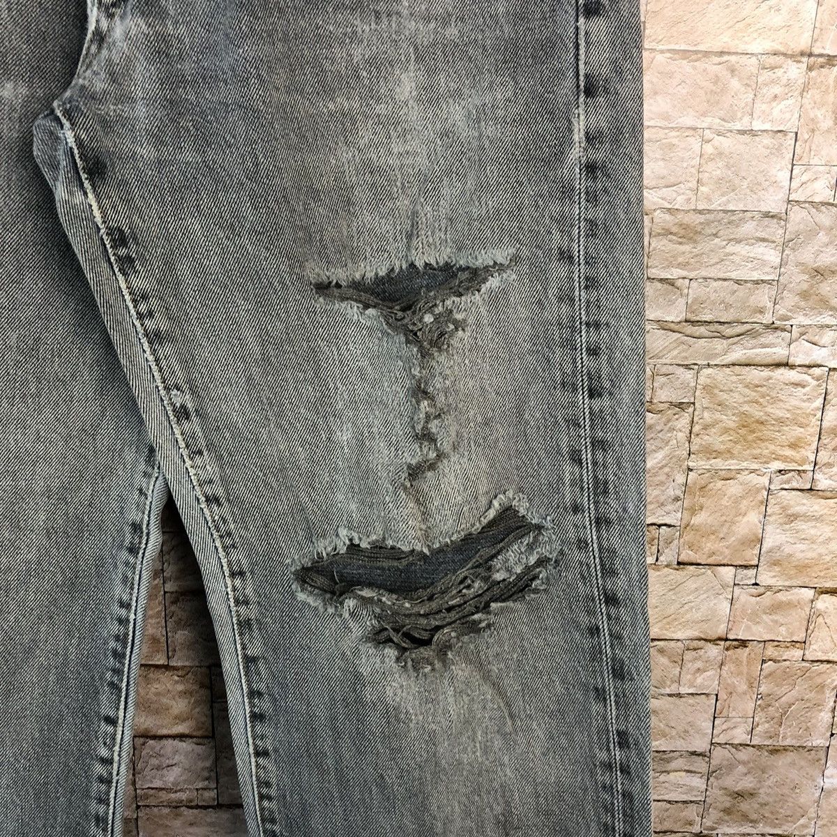 Japanese Brand Bobson Black Distressed ripped Denim Pants #A978 Size US 28 / EU 44 - 9 Thumbnail