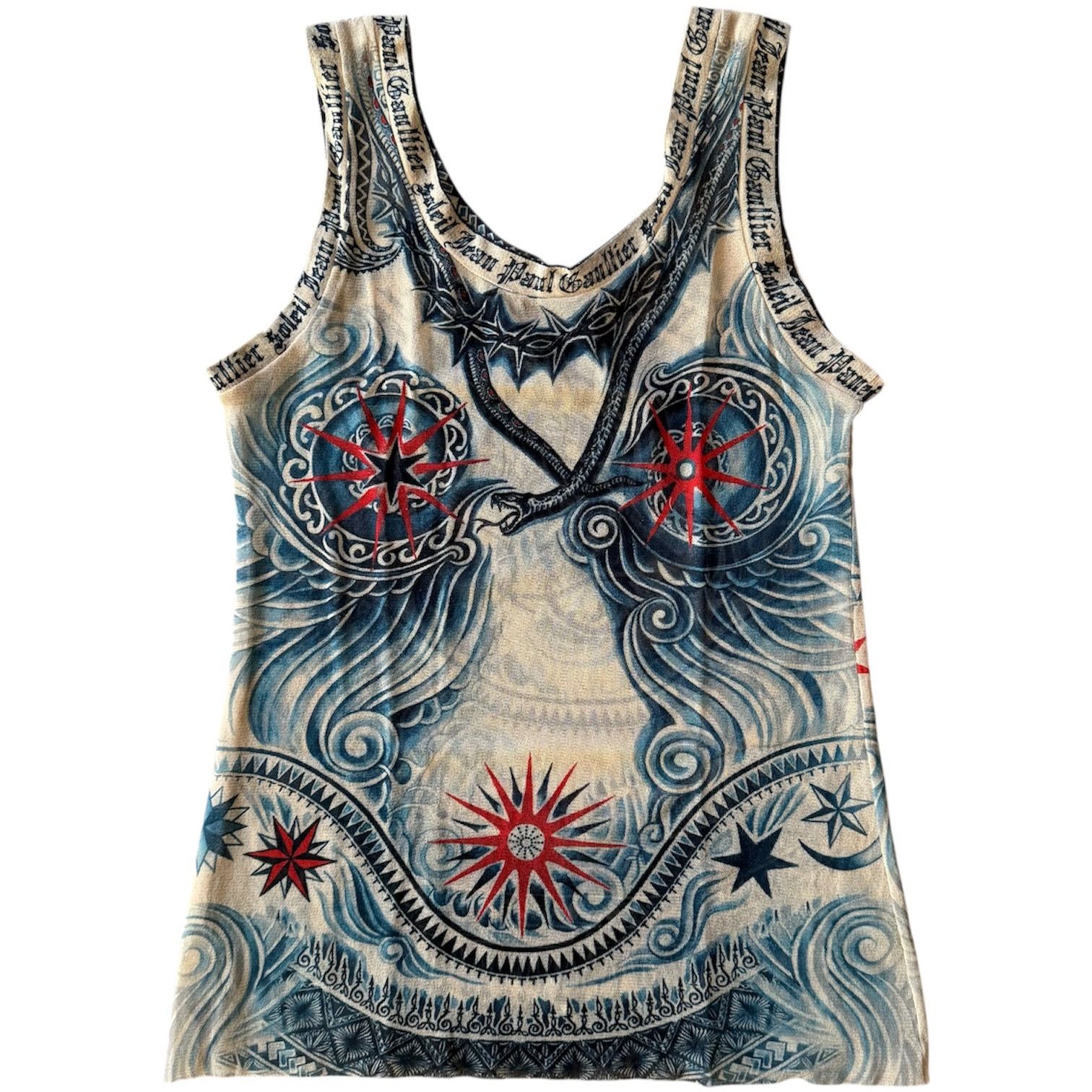 Jean Paul Gaultier Jean Paul Gaultier Soleil Tattoo Archive Mesh Tank Top Beige Size M / US 6-8 / IT 42-44 - 13 Thumbnail