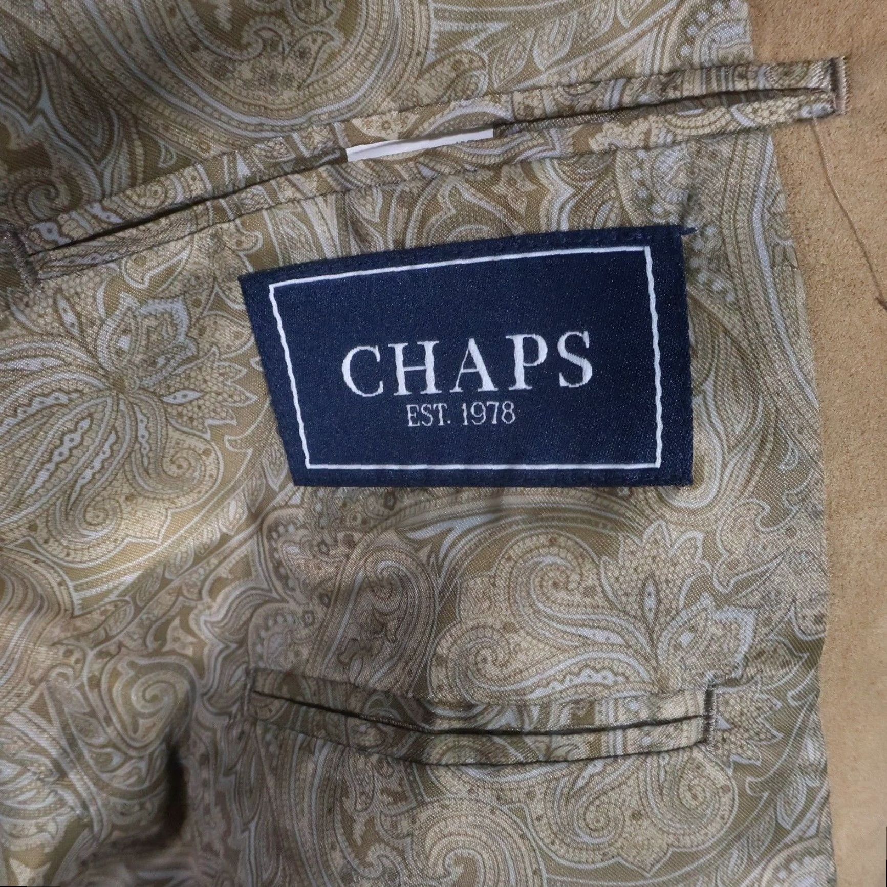 Chaps VINTAGE Chaps Blazer Jacket Single-Breasted Two-Button Notch Lapel Brown 42R Mens Wool Suede, Big & Tall, Solid Pattern, Formal Coat, 1 Piece, EUC Size 42R - 6 Thumbnail