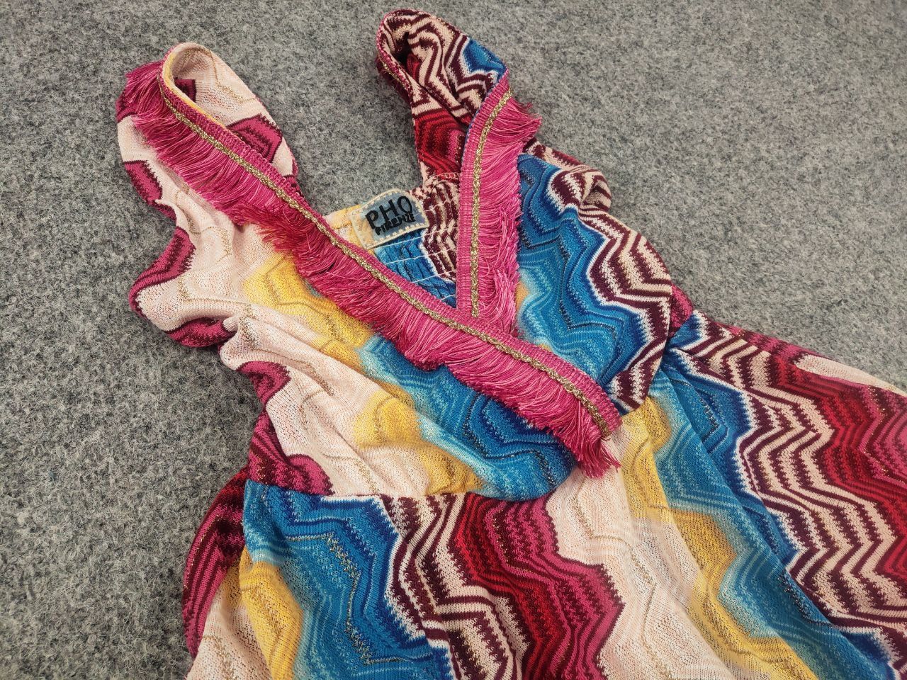 Missoni Pho Firenze Italy V-neck zig zag Multicolor straps Dress Size S / US 4 / IT 40 - 5 Thumbnail