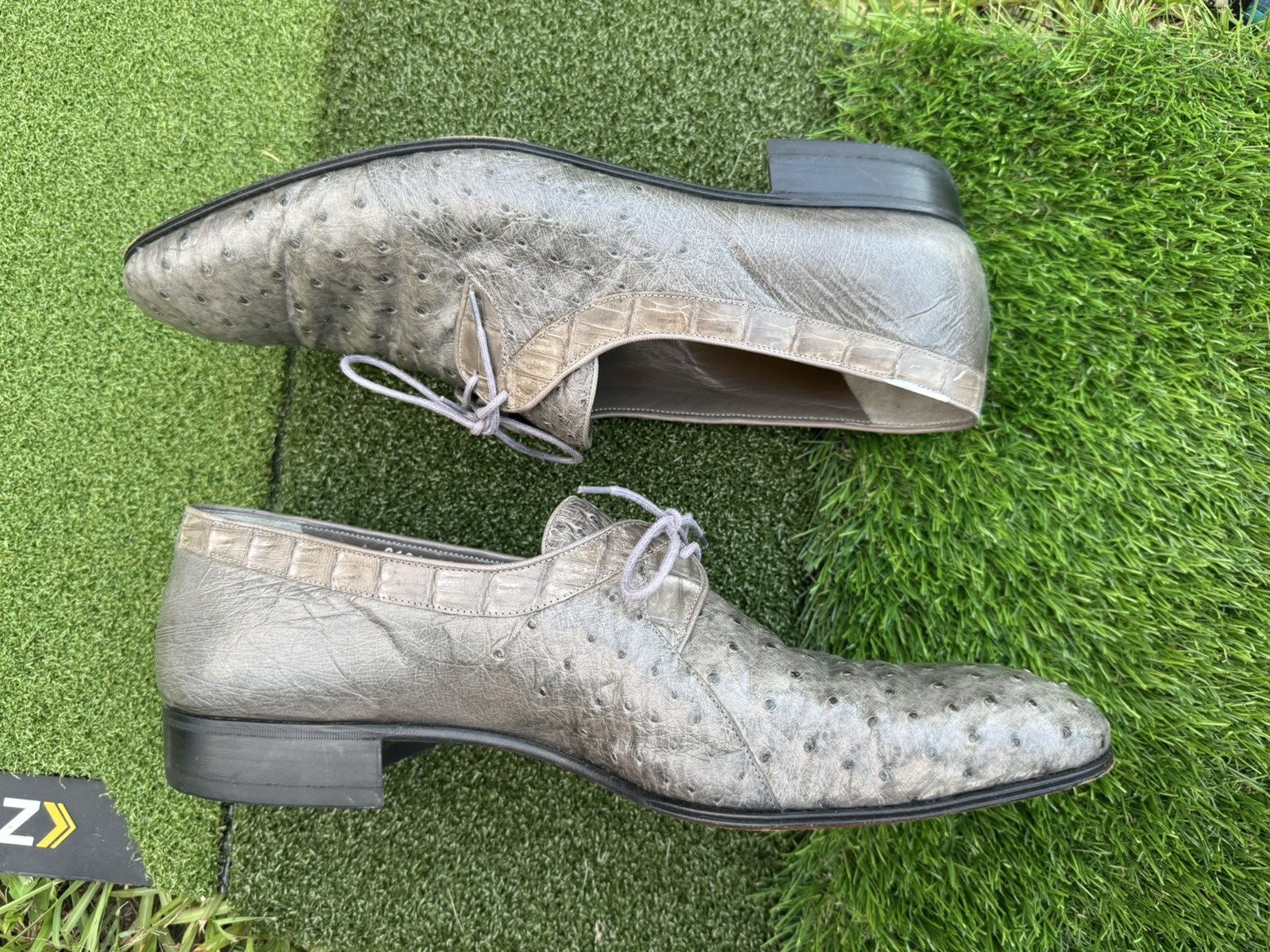 Mauri Mauri Italy Ostrich Leather Oxford Shoes Men’s Gray Exotic Size US 12 / EU 45 - 5 Thumbnail