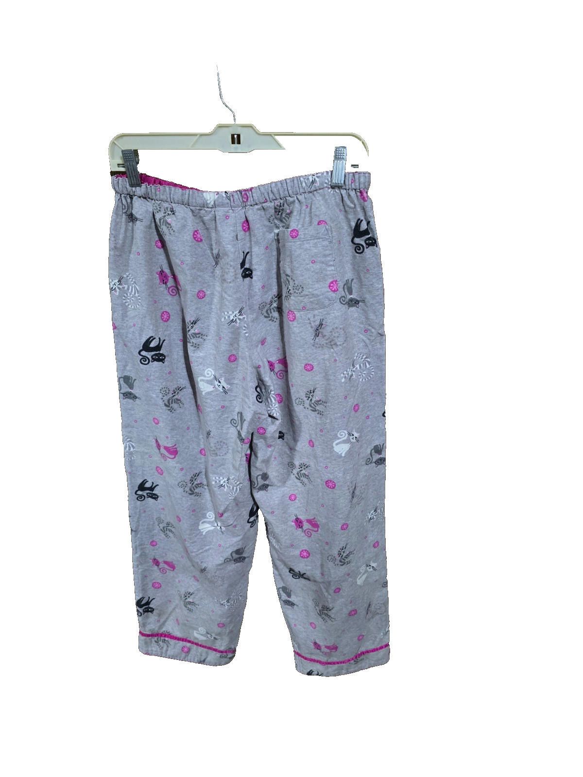 Uniforms For The Dedicated Delicates Pajama Bottoms Gray & Pink Cats Single Back Pocket Size ONE SIZE - 2 Thumbnail