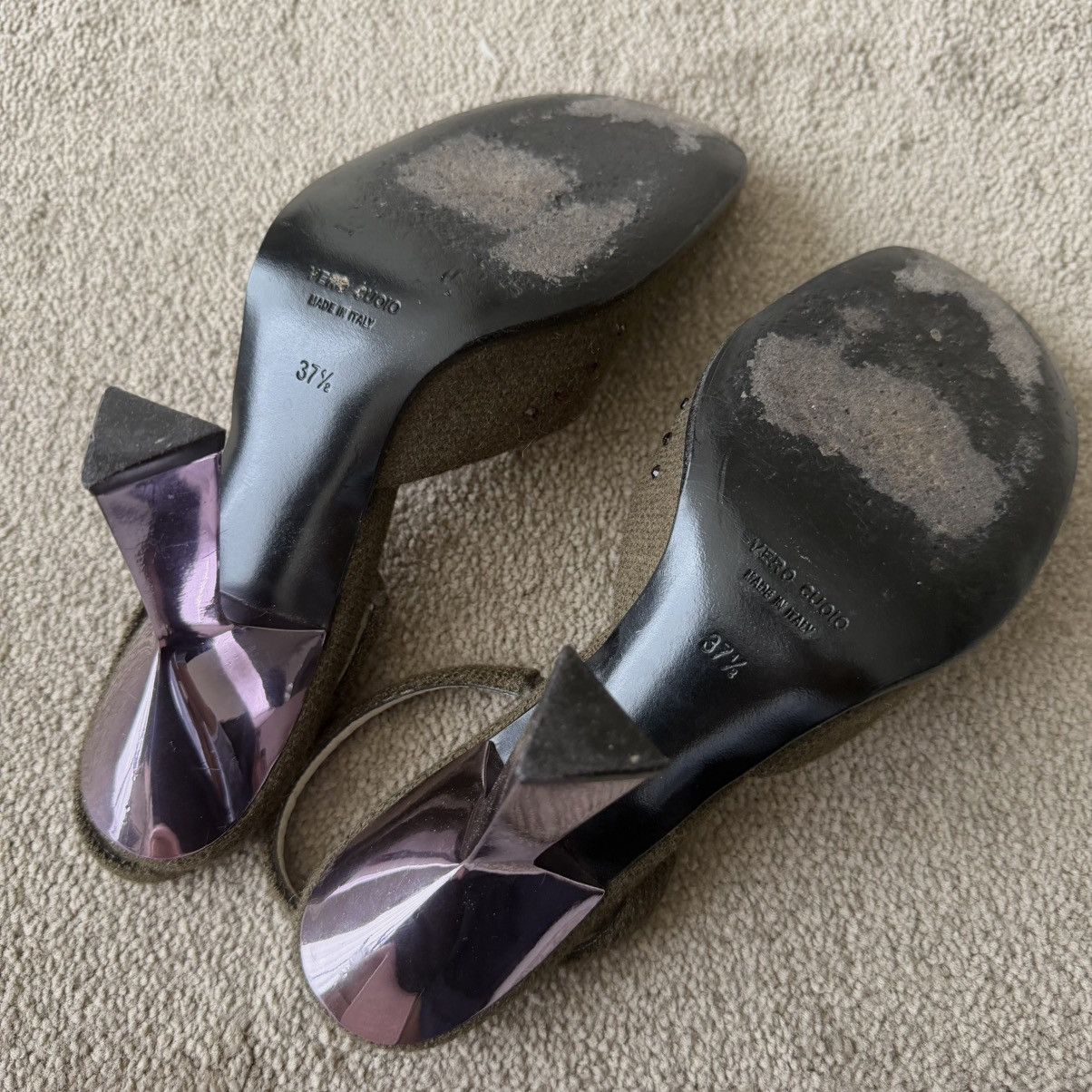 Miu Miu miu miu s/s 1998 olive tweed with pink crystals heels Size US 7.5 / IT 37.5 - 10 Thumbnail