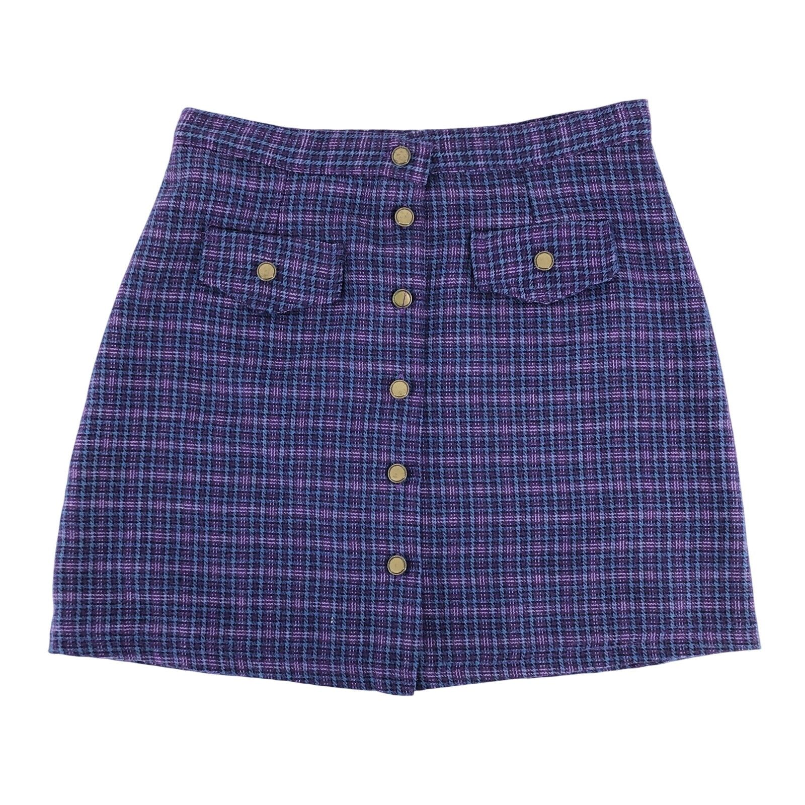 Vintage 90s purple plaid mini skirt 1990s vintage Size 34" / US 12 / IT 48 - 1 Thumbnail