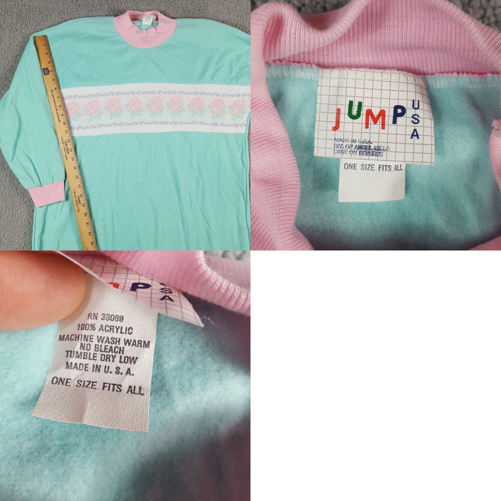 Vintage VINTAGE Jump Knit Floral Sleep Shirt Womens One Size Blue Nightgown Sweatshirt 80s 90s Size ONE SIZE - 8 Thumbnail