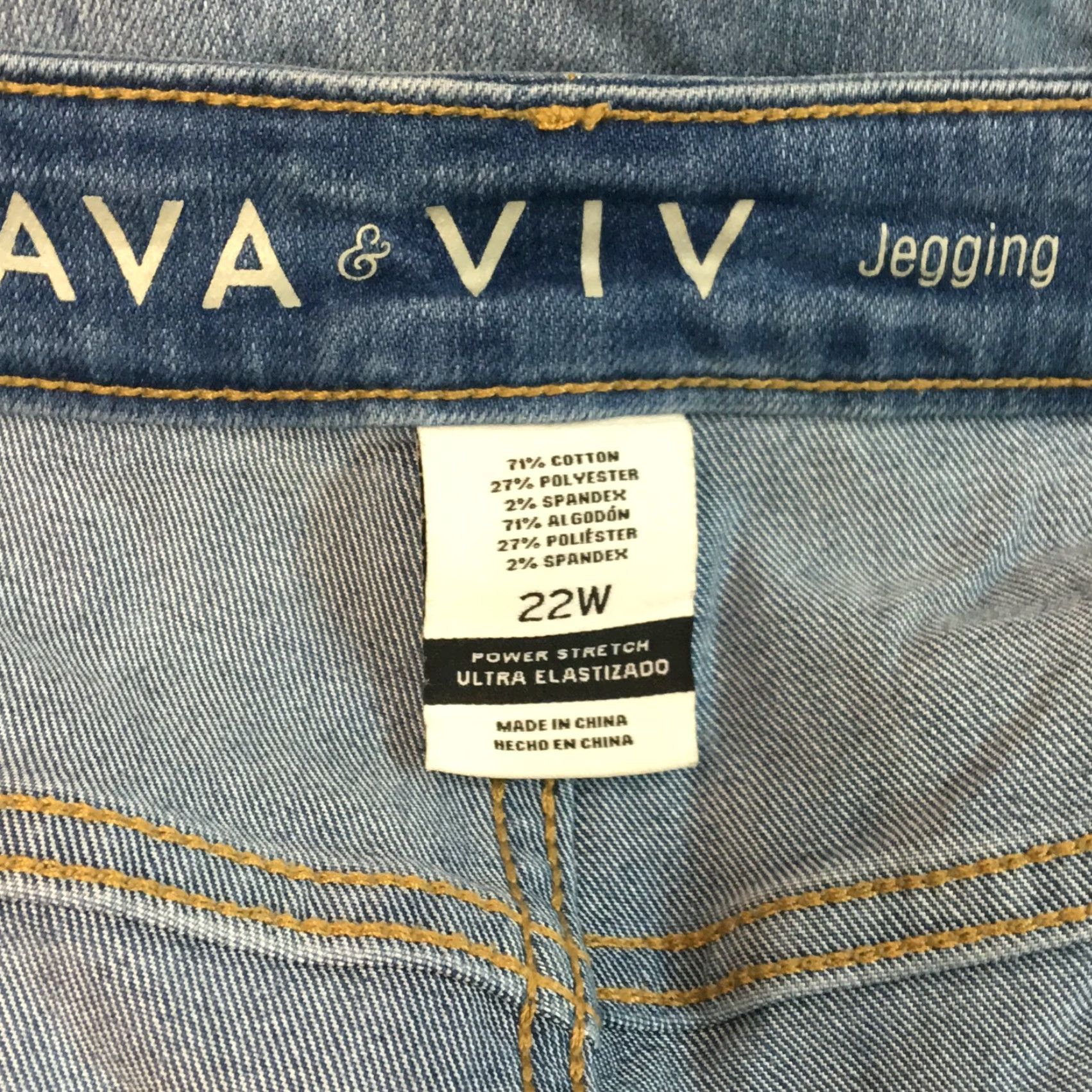 Vintage Ava And Viv Womens Power Stretch Distressed Blue Jegging Jeans 22W Denim Size 22W Size 40" / US 18 - 7 Thumbnail